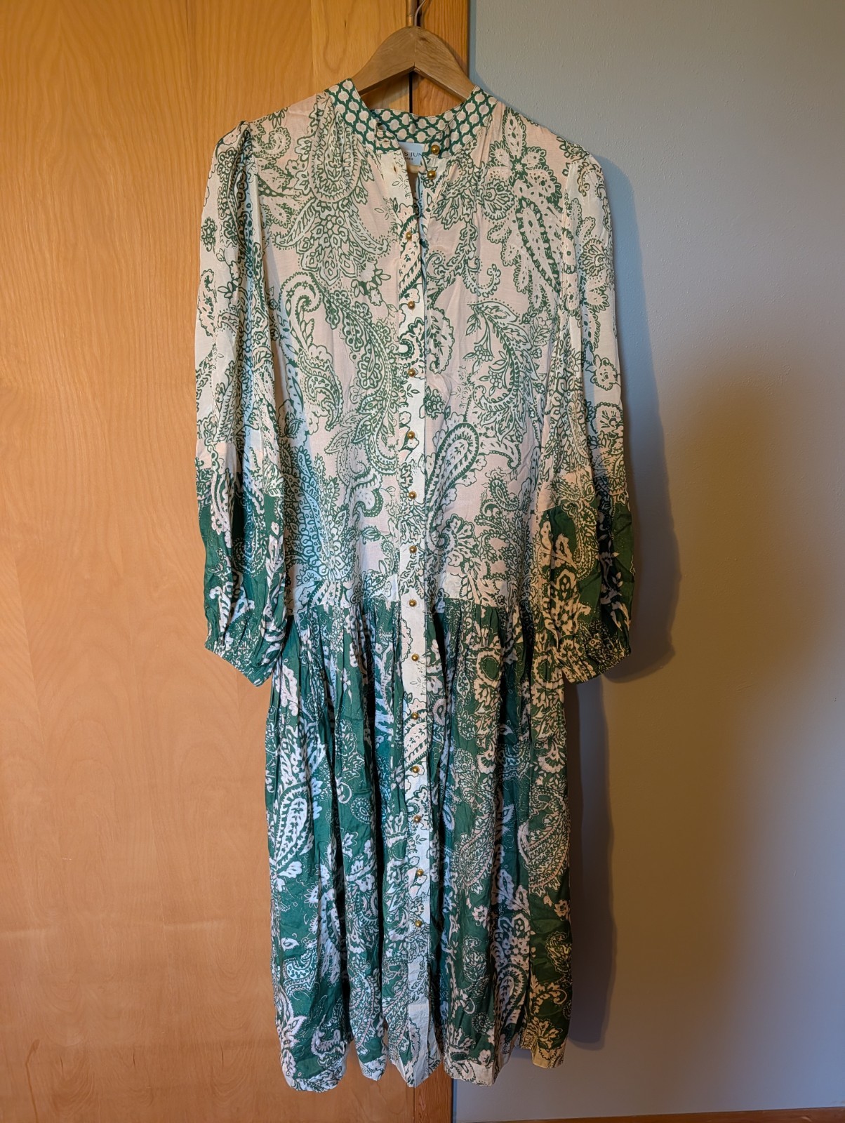 Miss June Paris Carlotta Green Maxi Dress Womens OS Paris **Missing Belt