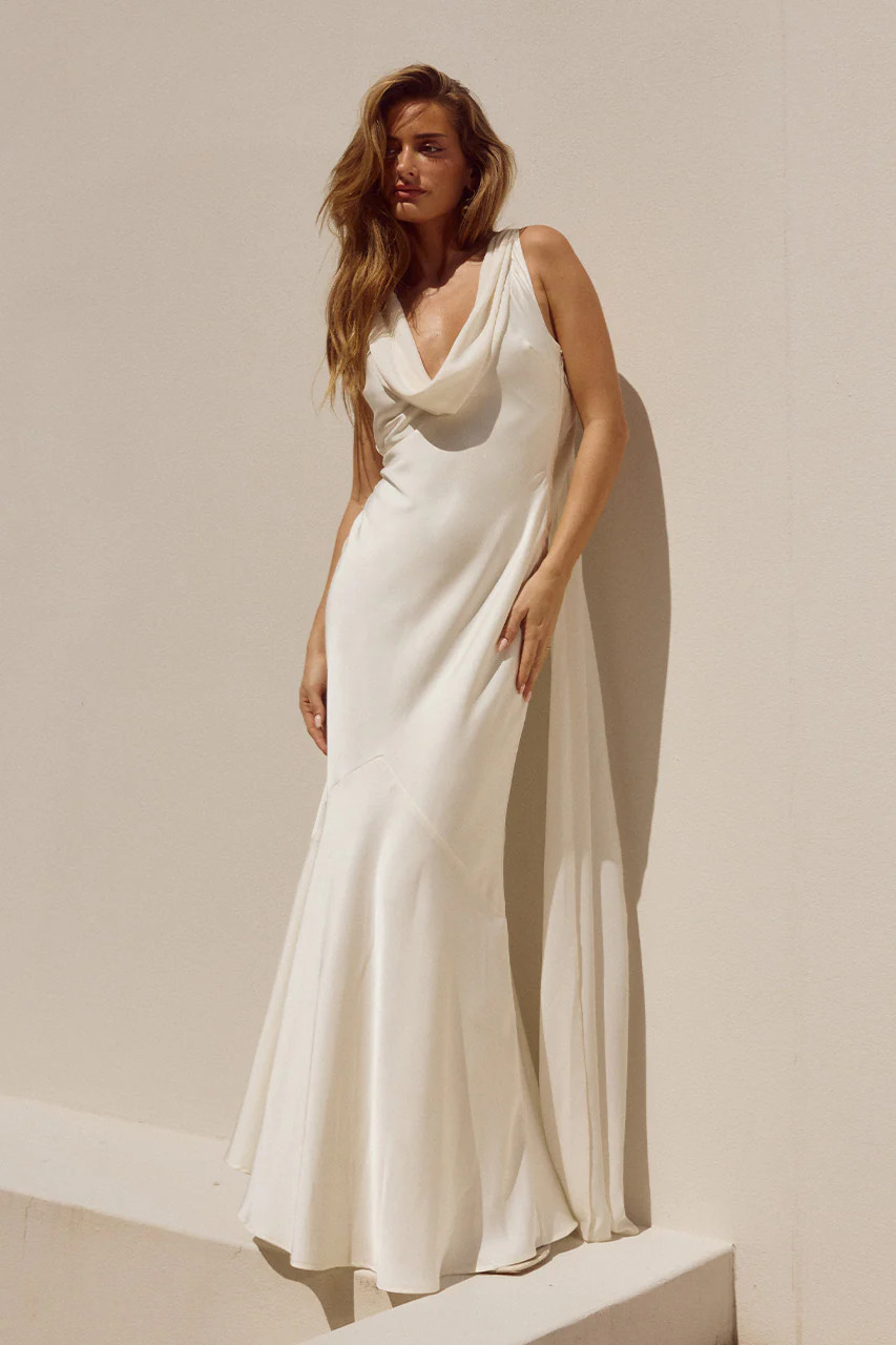 Runaway the Label – GABRIELLA COWL MAXI DRESS – IVORY – NEW WITH TAGS SIZE LARGE
