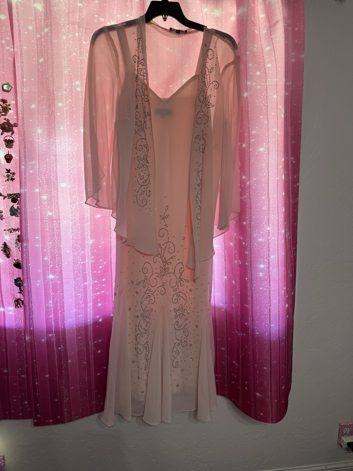 R&M Richards Pink Solid Jacket Dress mid calf V-Neck 3/4 Sleeve Plus 16W