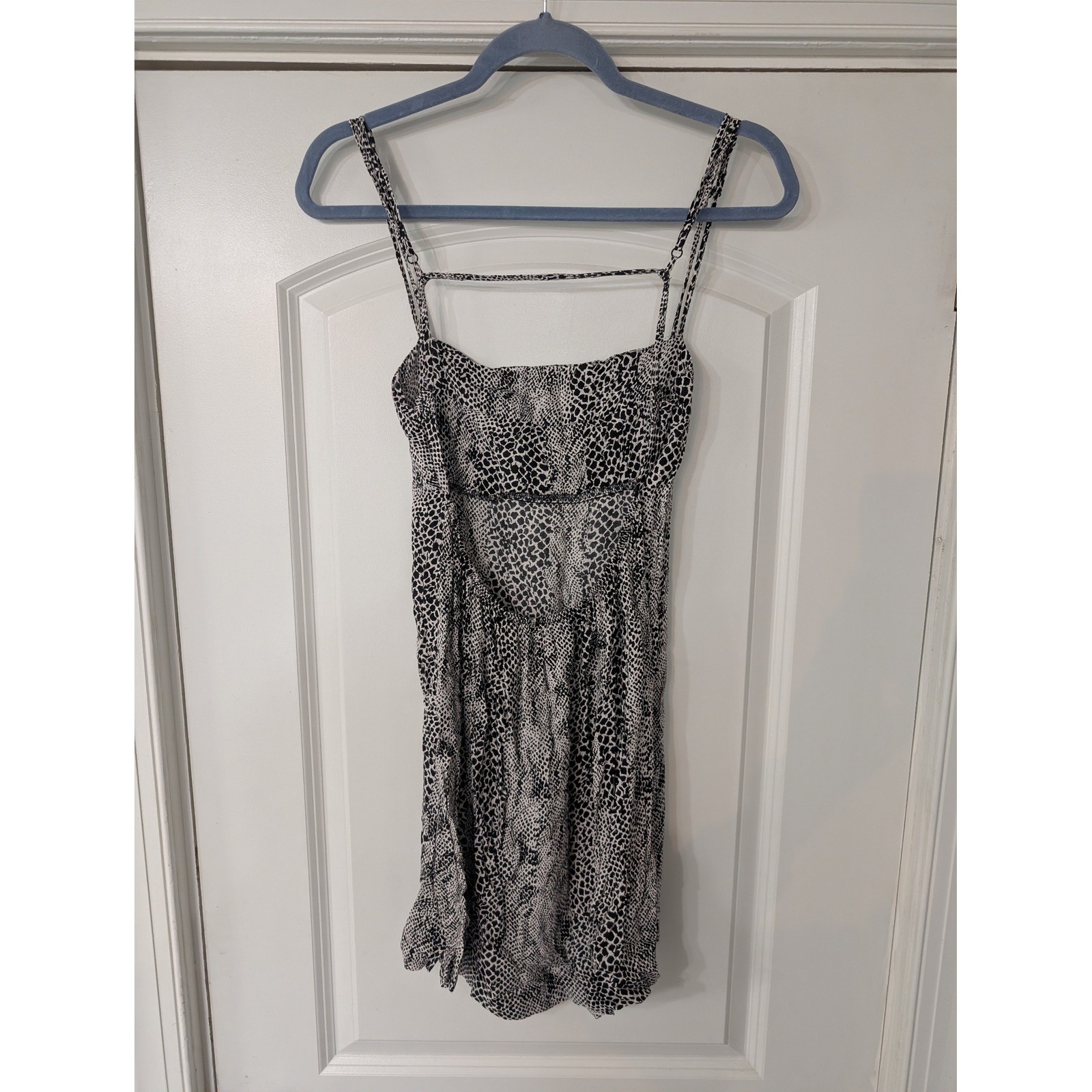 Intimately free people Snakeskin Print Mini Dress Black White Square Neck Small