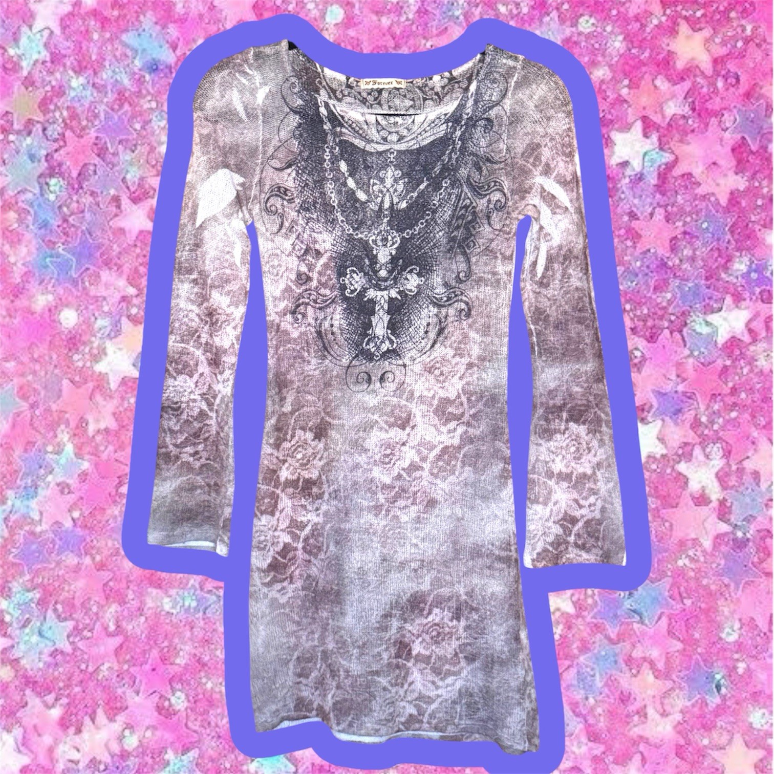 Forever 21 TRUE vintage y2k bell sleeve minidress XS S dress ed hardy affliction