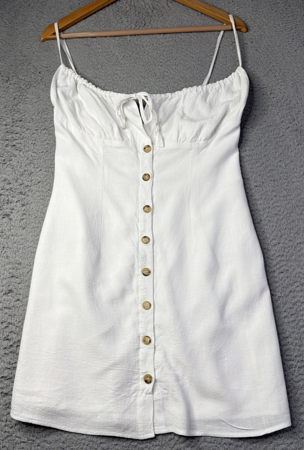Commence Dress Womens Size Medium Fits Small White Cotton Linen Blend Lined