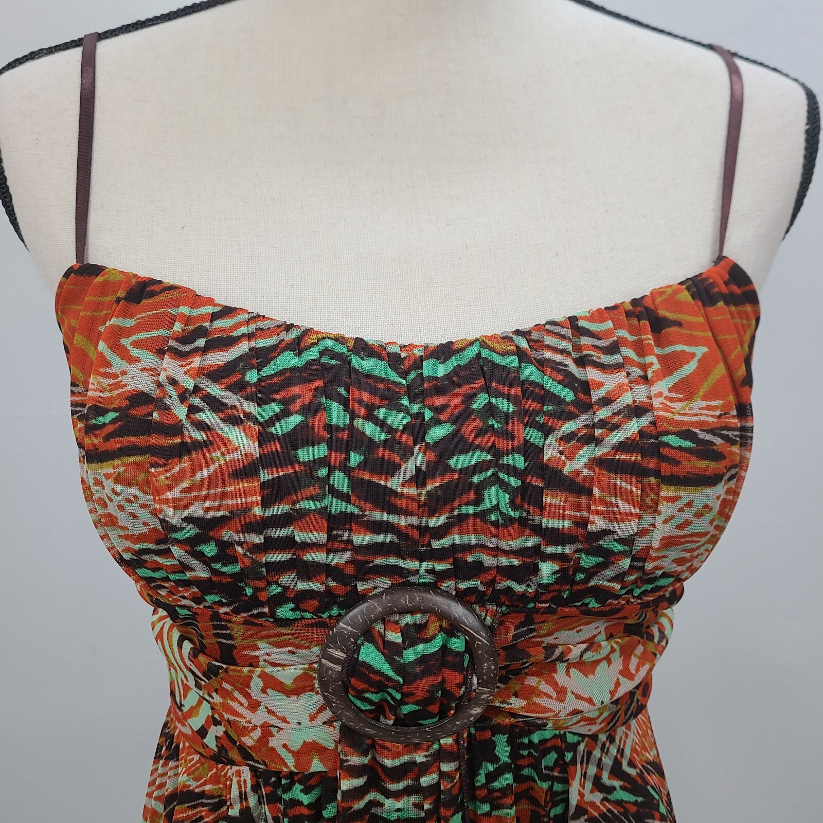 Ruby Rox Dress Women Small Brown Multicolor Adjustable Lined Pullover Padded