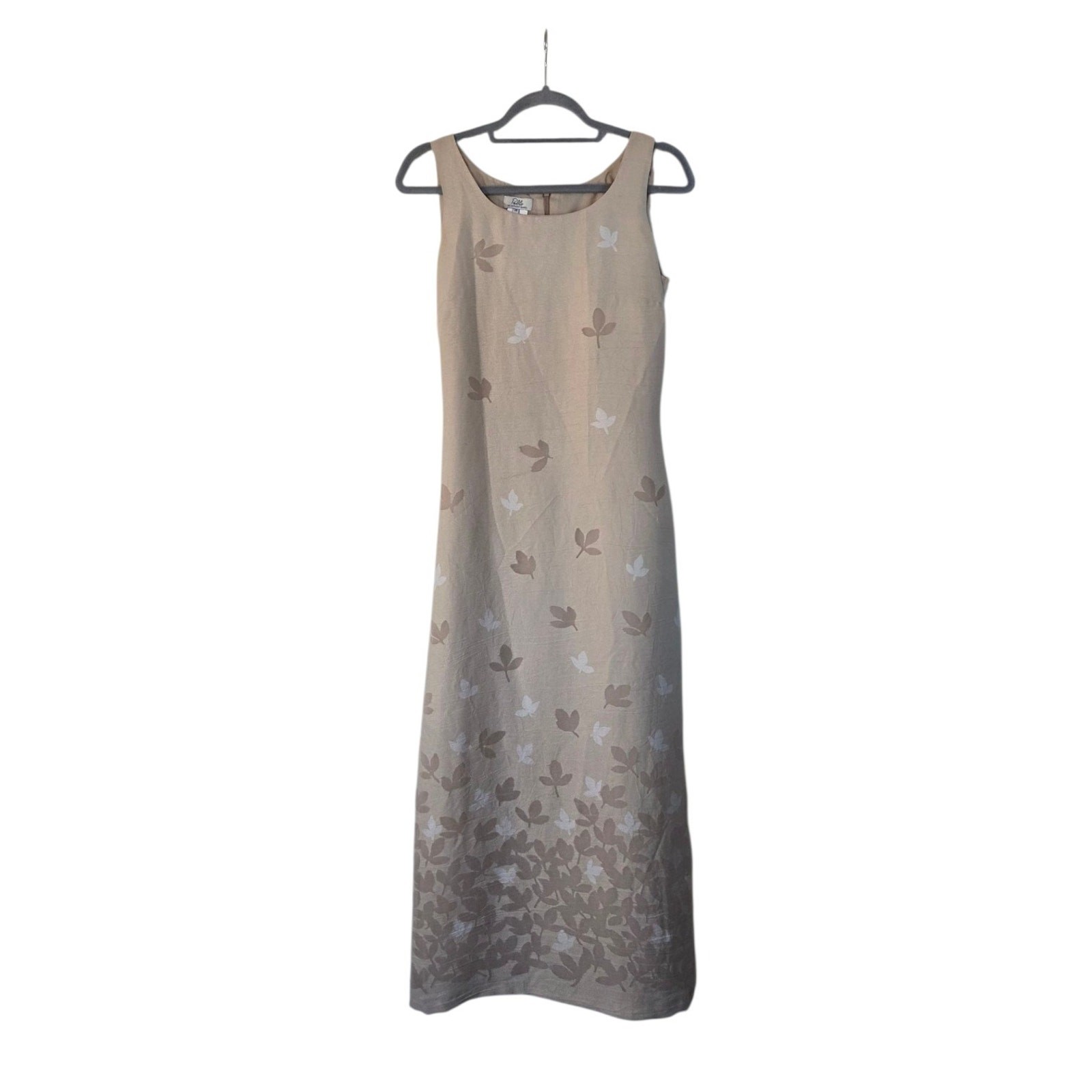 Pablo de Gerard Darel Vintage Beige Botanical Print France Midi Dress EU 38 US 4