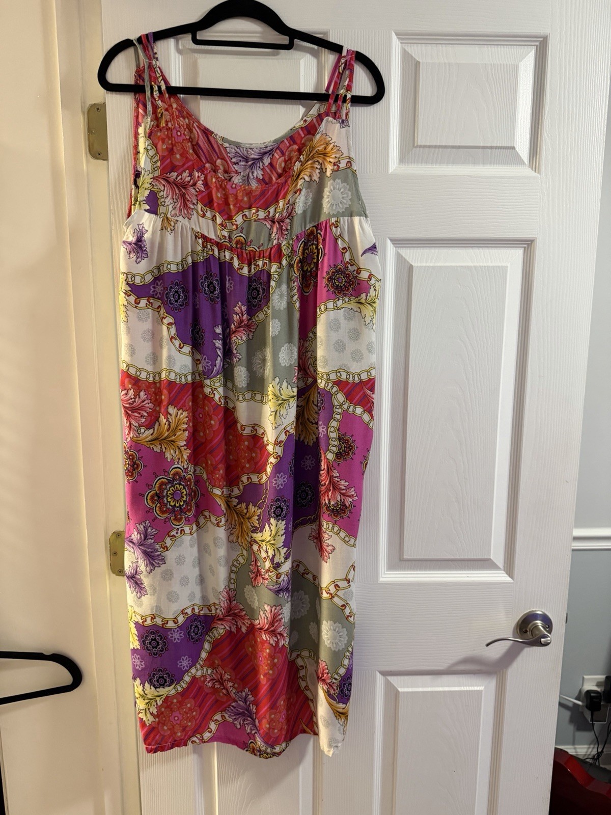 Just Love Womens Dress Size 3X Sleeveless Multicolor Chain Print NWT