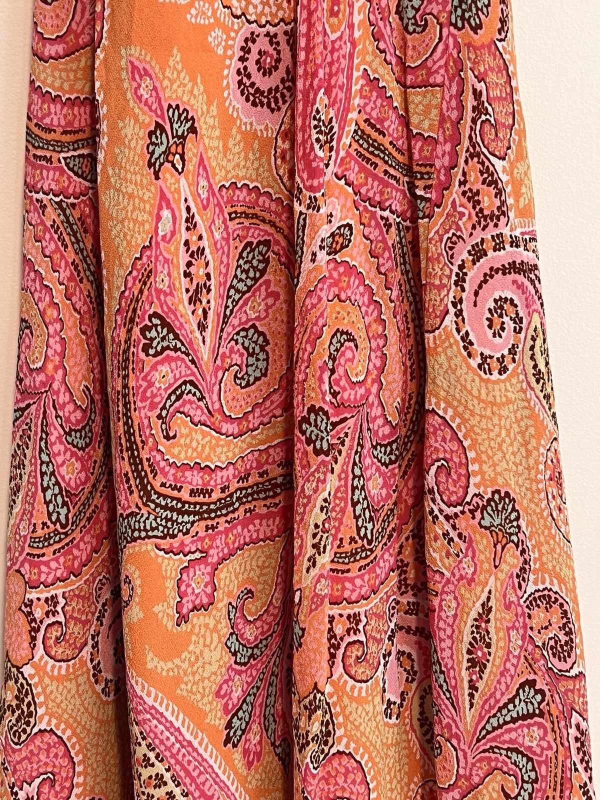 Ann Taylor Halter Silk Midi Dress Sz 2 Paisley Boho Y2k Summer Wedding Tropical