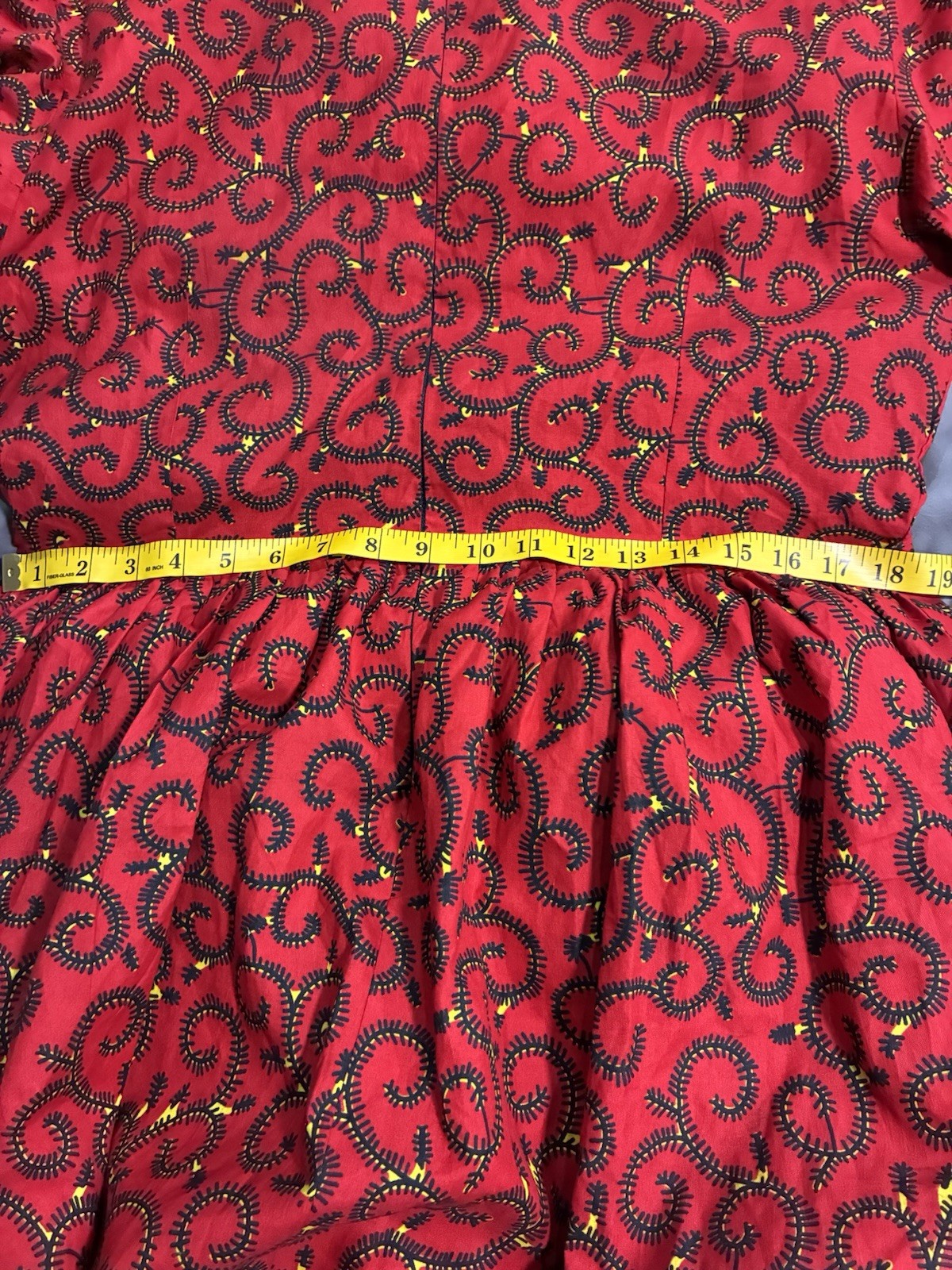 Handmade Ankara African Wax Print Formal Ocassion Dress Red Flutter Sleeve XL