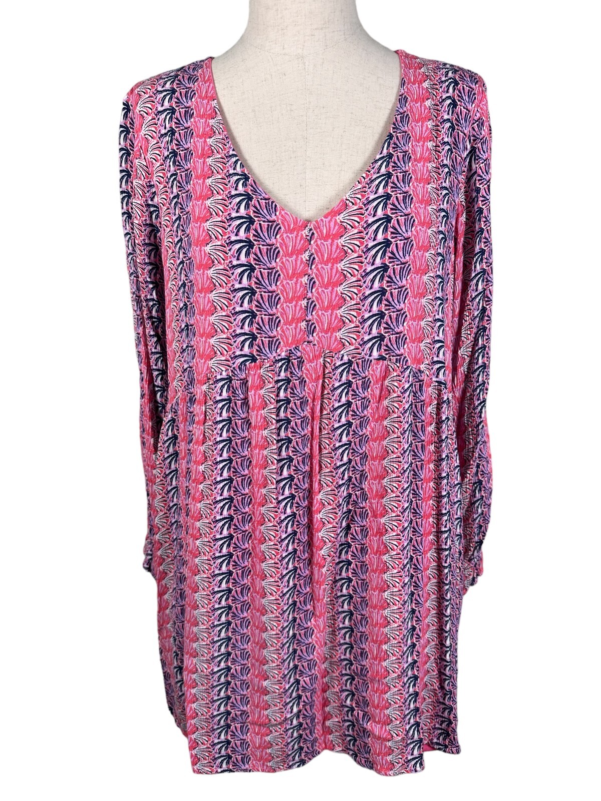 Simply Southern Womens Large Babydoll Short Dress Pink Purple White Seashells