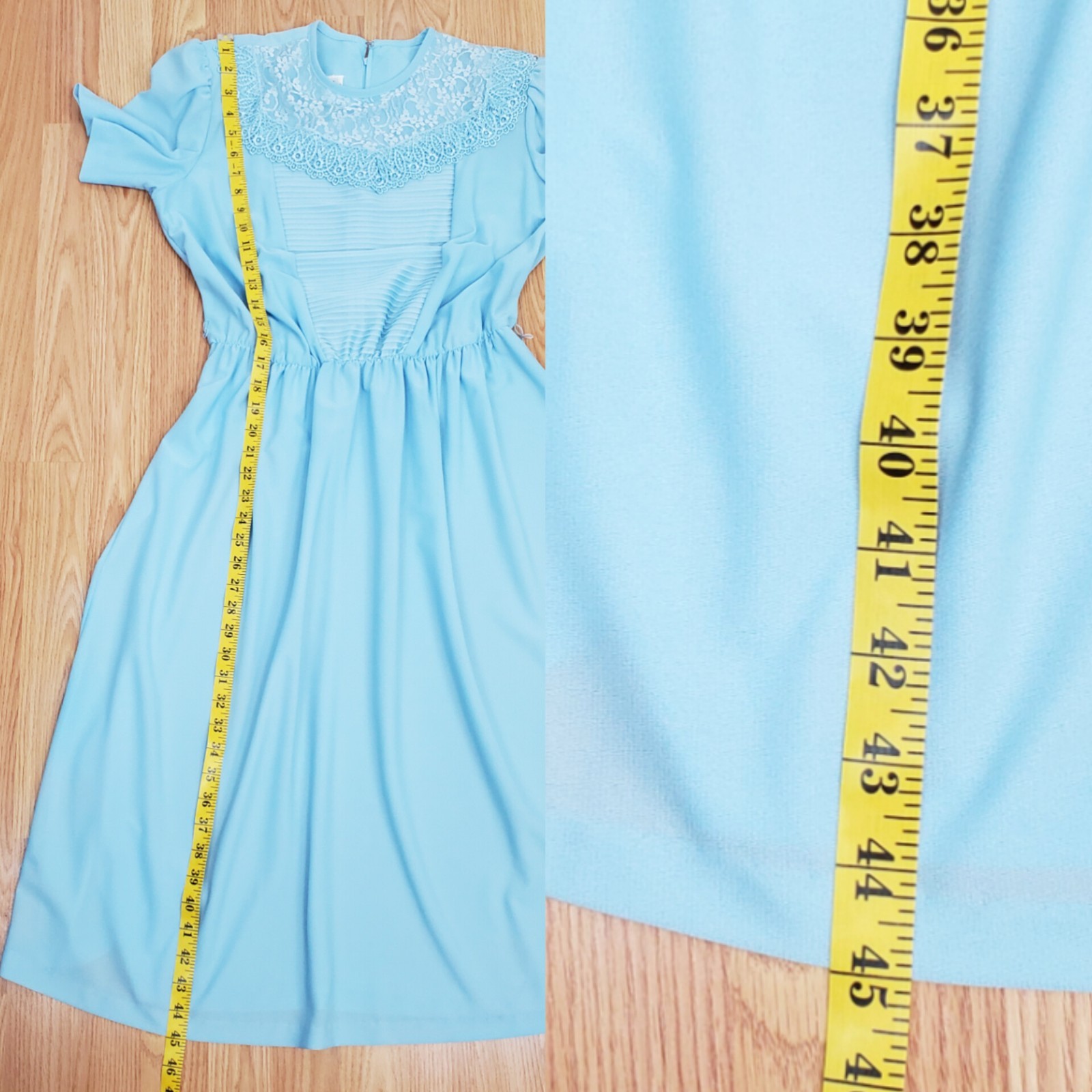 Vintage Jennifer Gee size 14 fit flare dress lace belt stretch 60s 80s fairy 70s