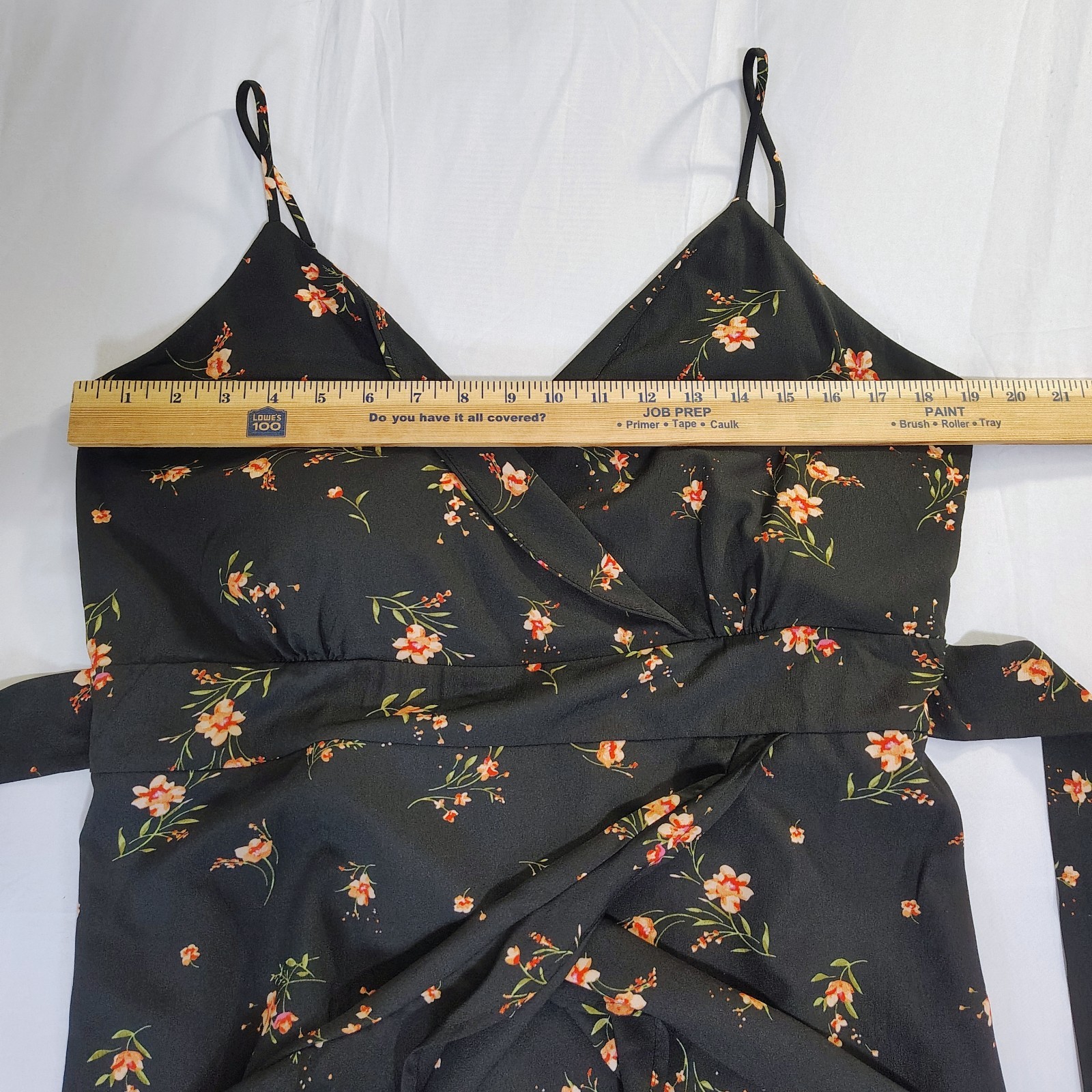 No Boundaries Spaghetti Strap High Low Ruffle Hem Dress Sz XL 15-17 Black Floral