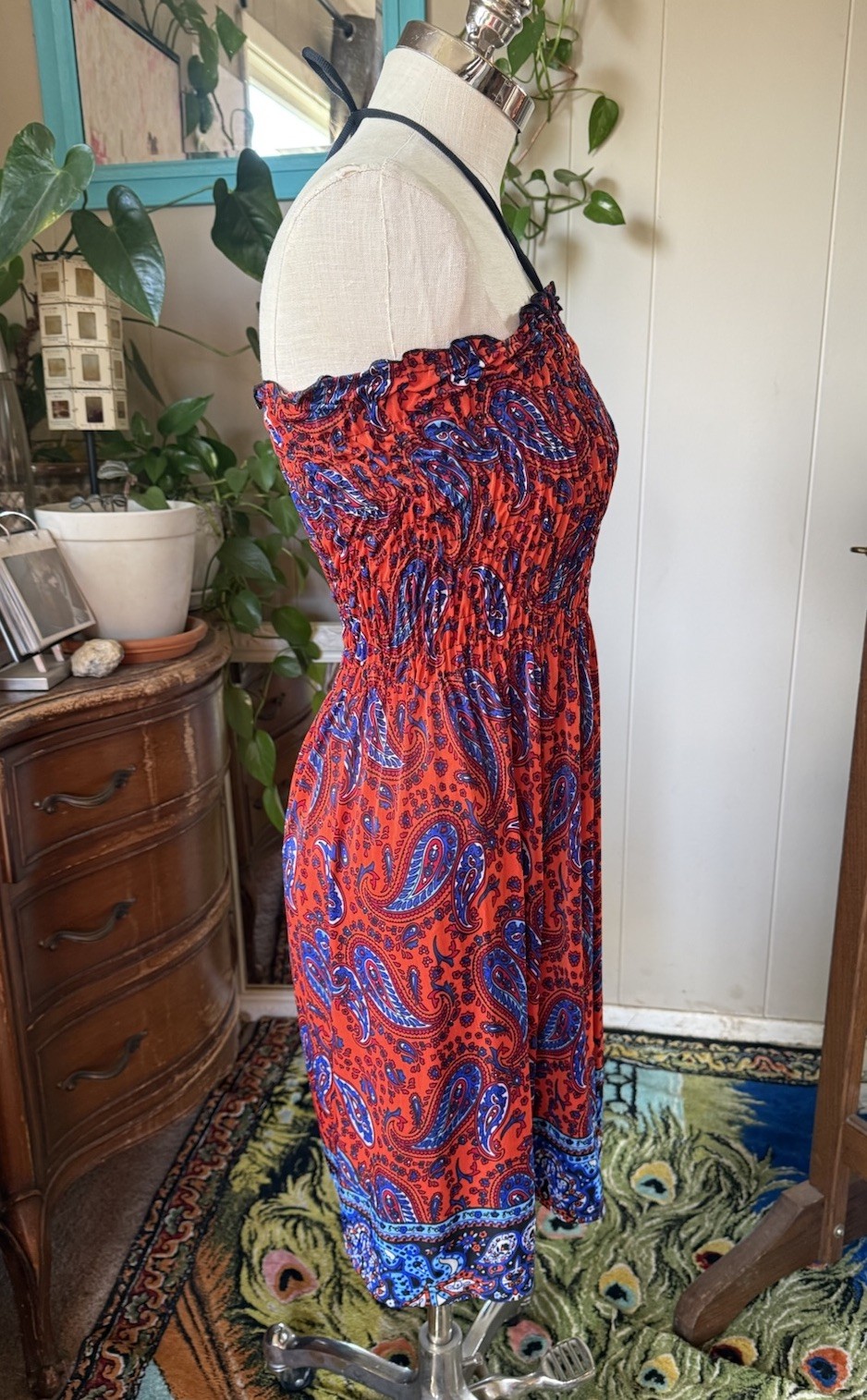 Just Love Mini Sun Dres/ Cover Up Smocked Bust Vibrant Colorful Paisley 1X
