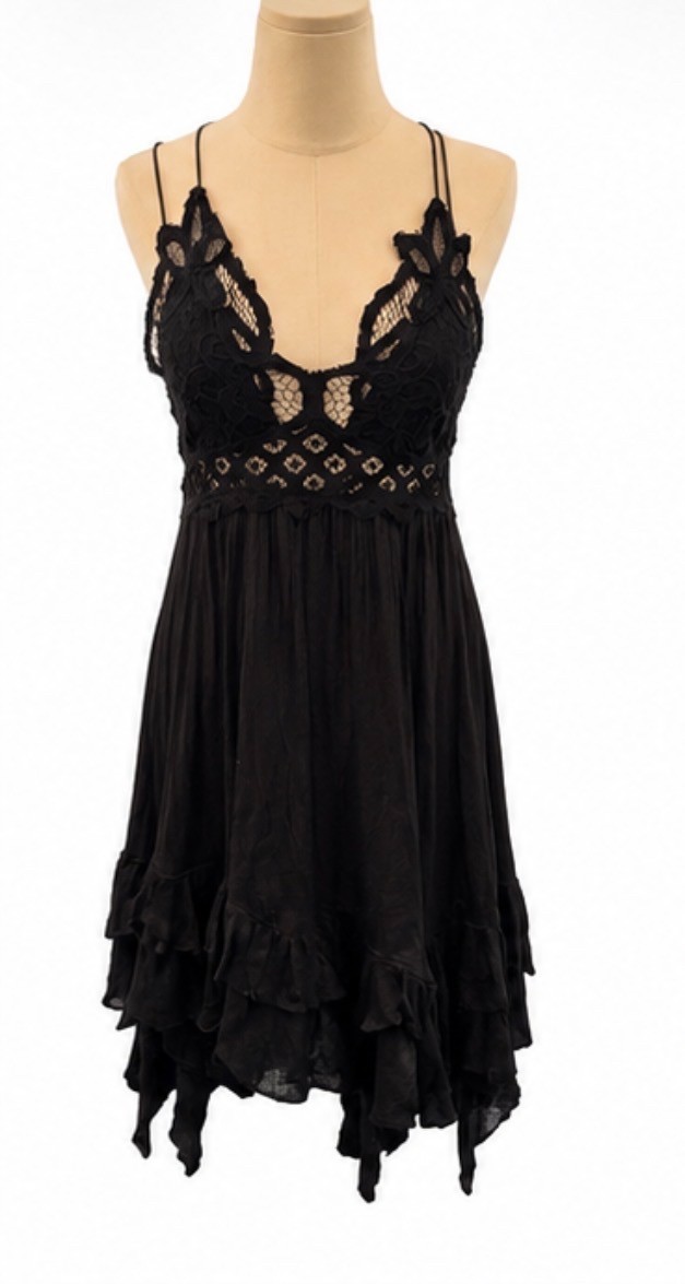 Free People Intimately Black Lace Slip Dress NWT Size S Adjustable Straps Boho