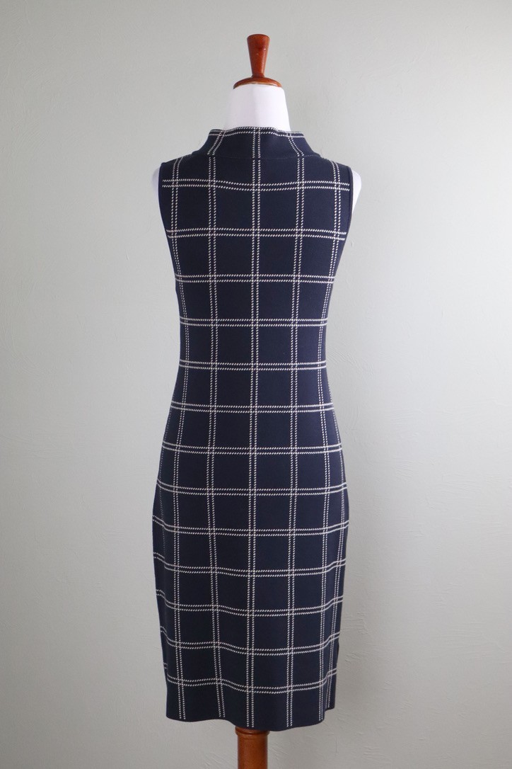 ANN TAYLOR NWT $119 Stretch Knit Plaid Check Mock Neck Dress Size Small Petite