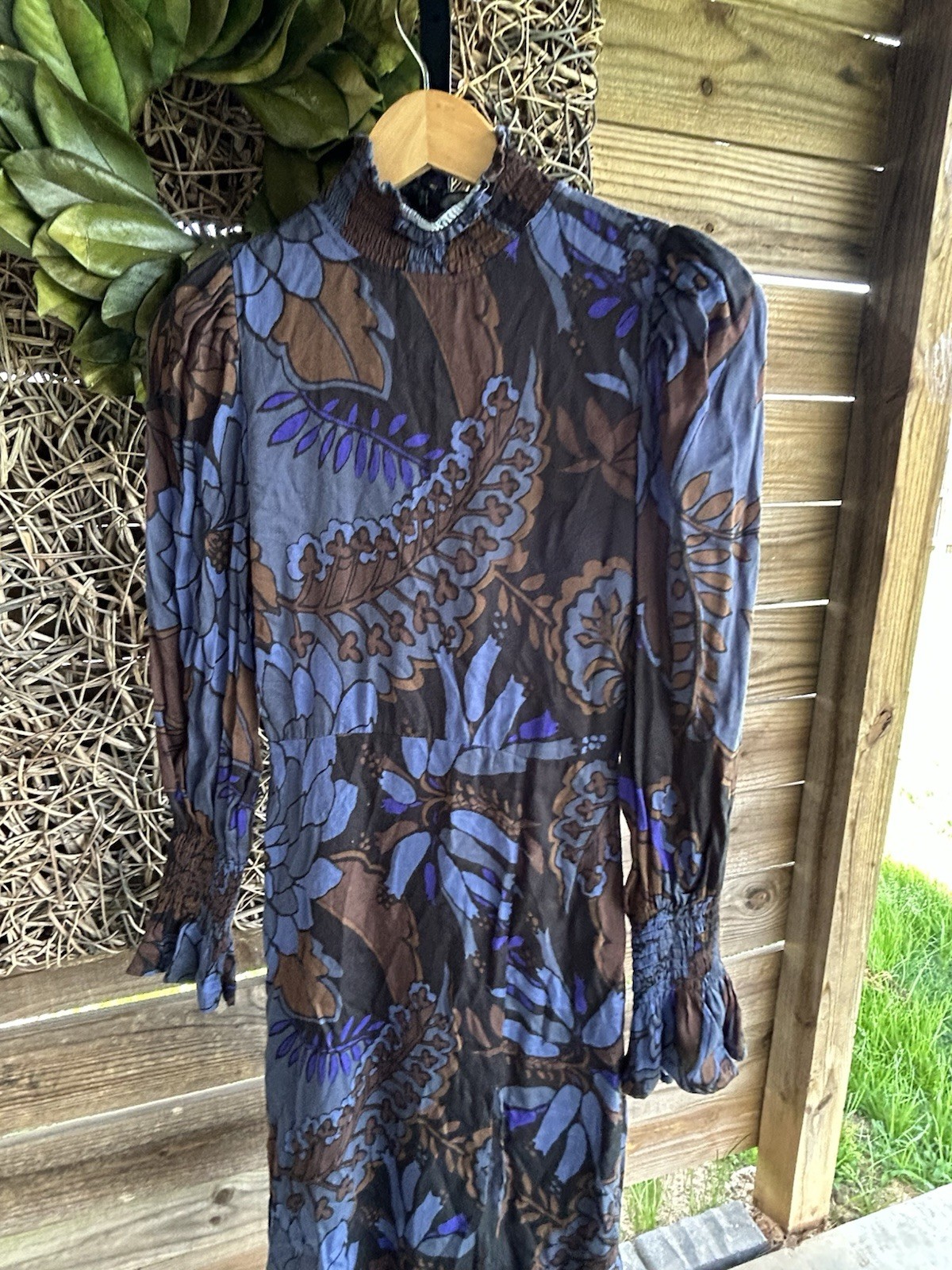 Karlie Small Rayon Maxi Dress Long Sleeve Small