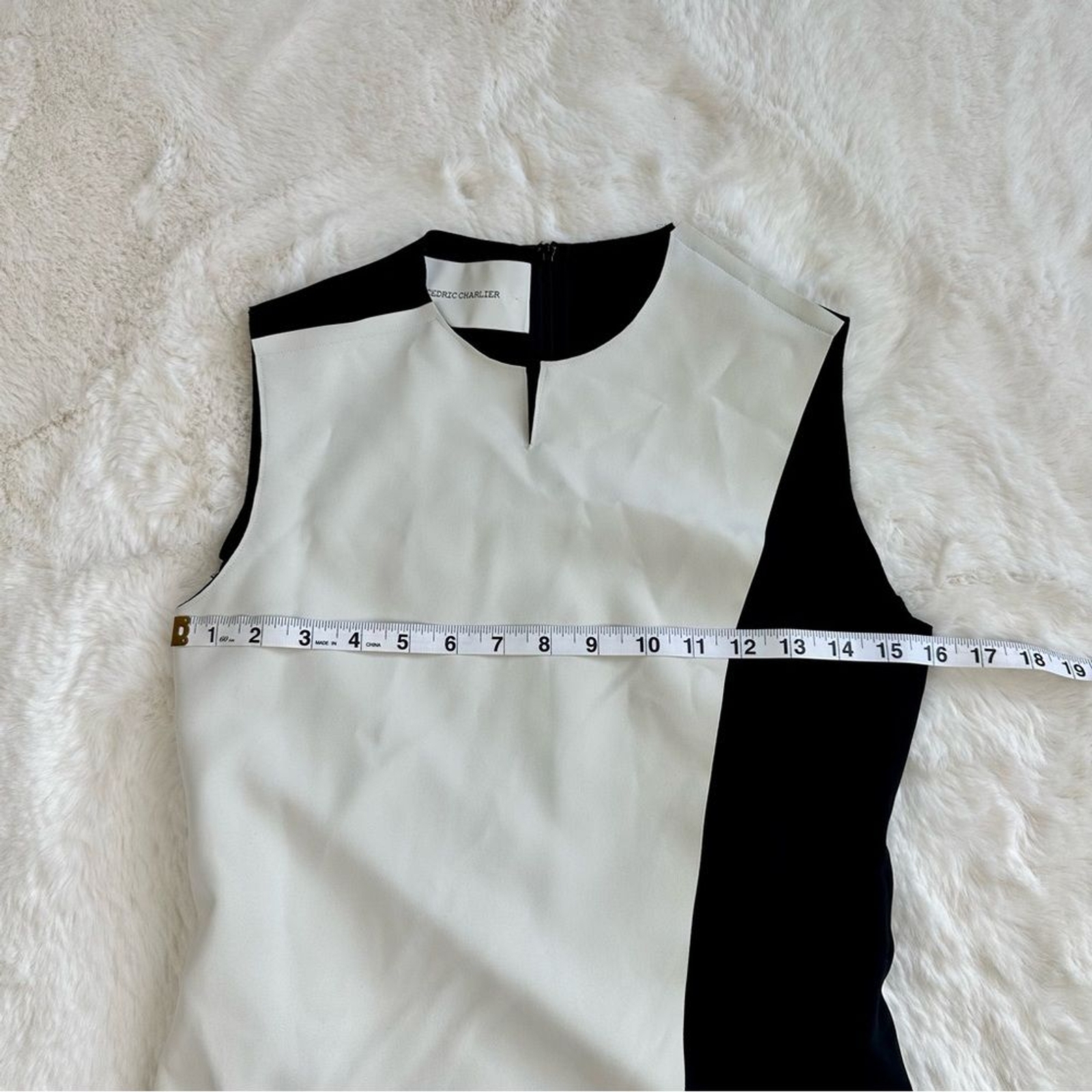 Cédric Charlier Designer Colorblock Asymmetrical Black & White Shift Dre…