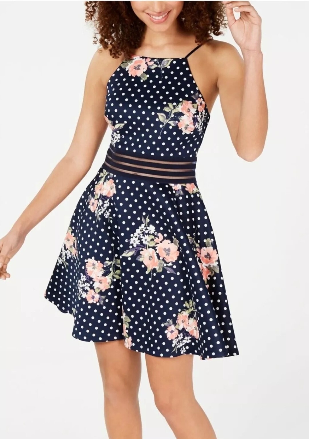 CITY STUDIO Womens Navy Fitted Illusion Waist Sleeveless Mini Dress – Size 5