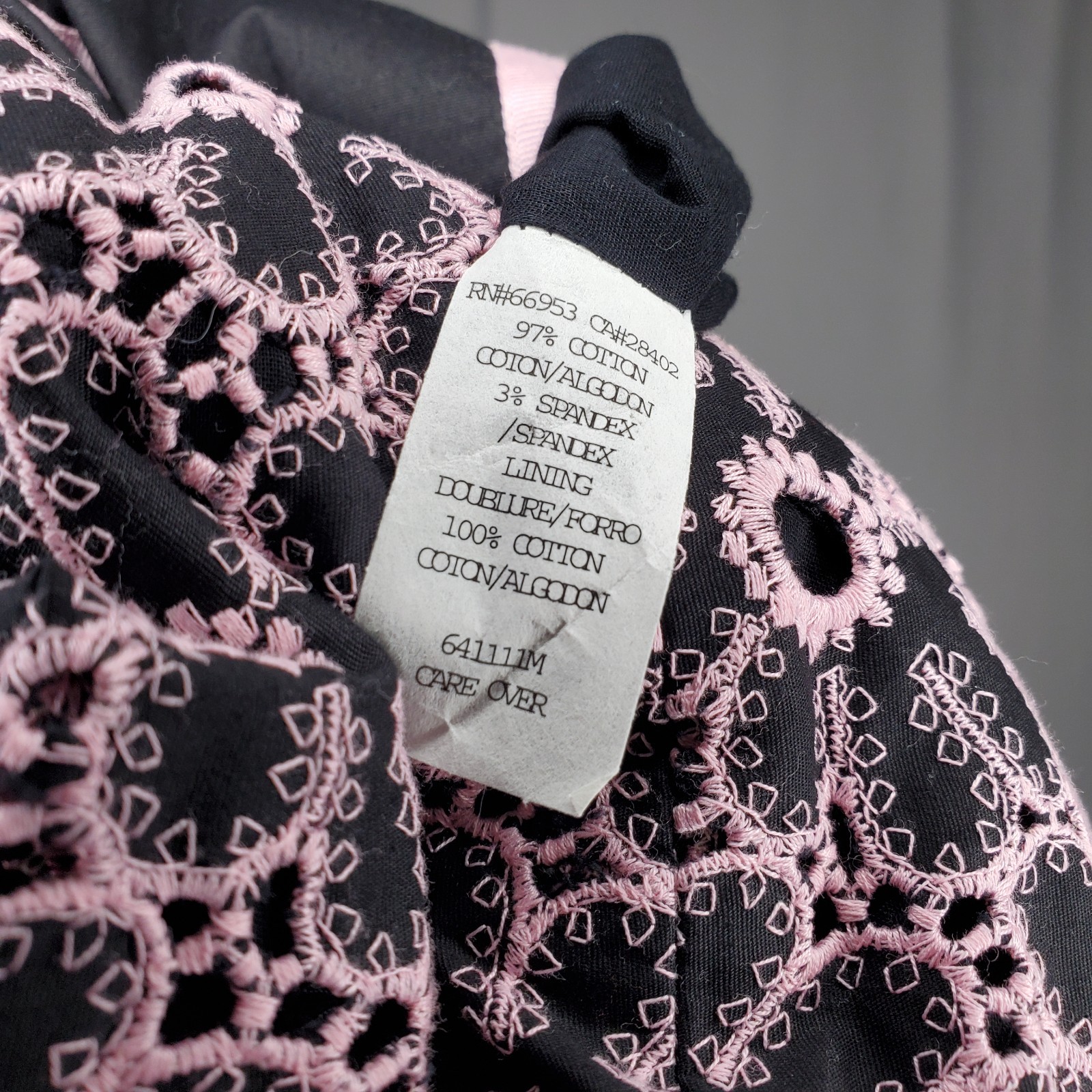 Cynthia Steffe Dress Medium Y2K Embroidered Flower Black Pink Whimsygoth Y2K