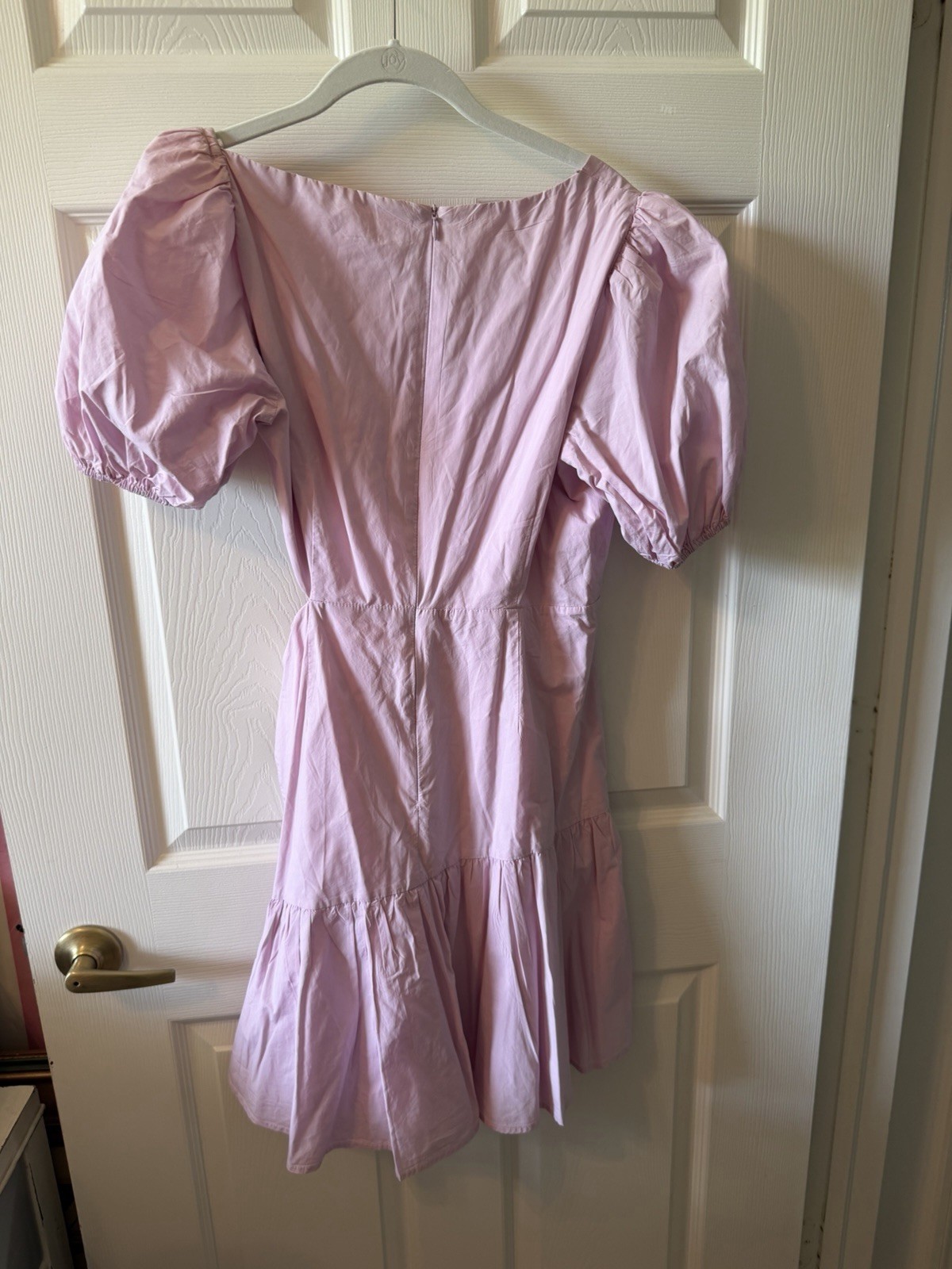 ASTR the Label Pink Square Neck Puff Sleeve Ruffle Hem Mini dress Polyester L