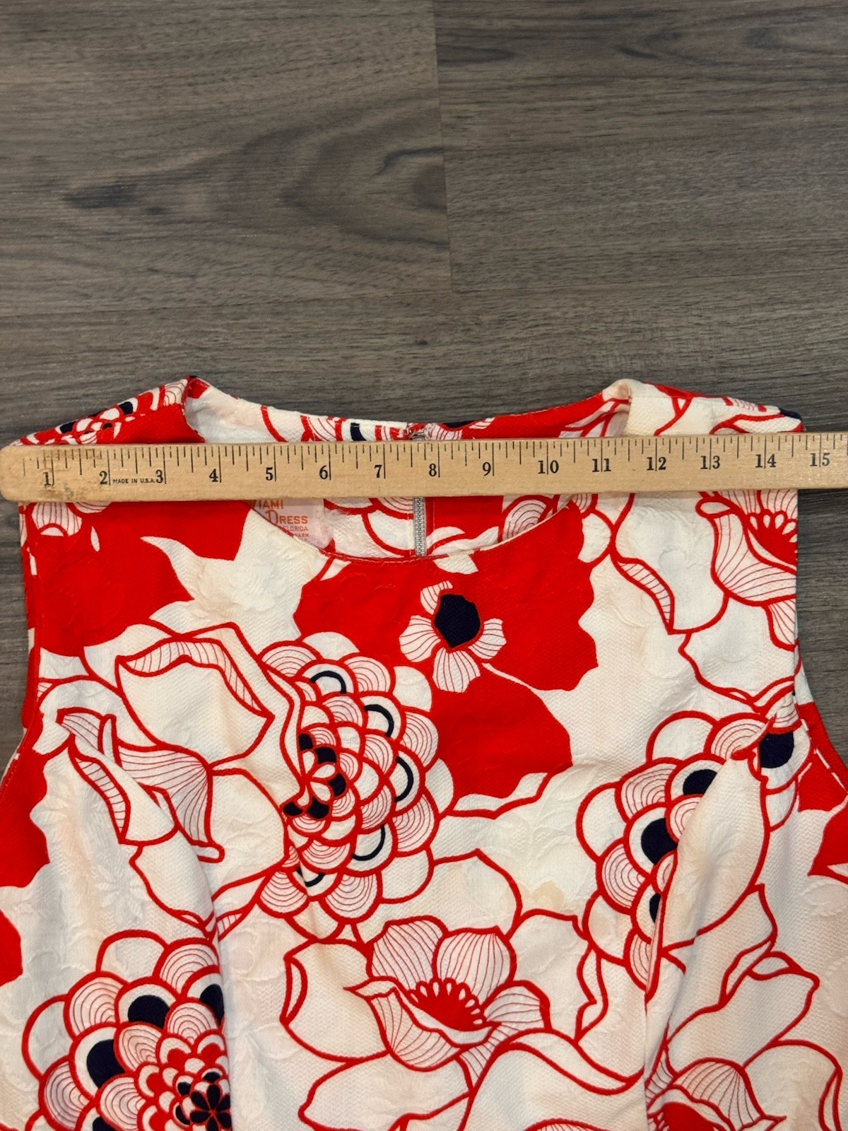 Vintage Miami Dress Shift M Red Floral Mod 60s Retro Mad Men USA