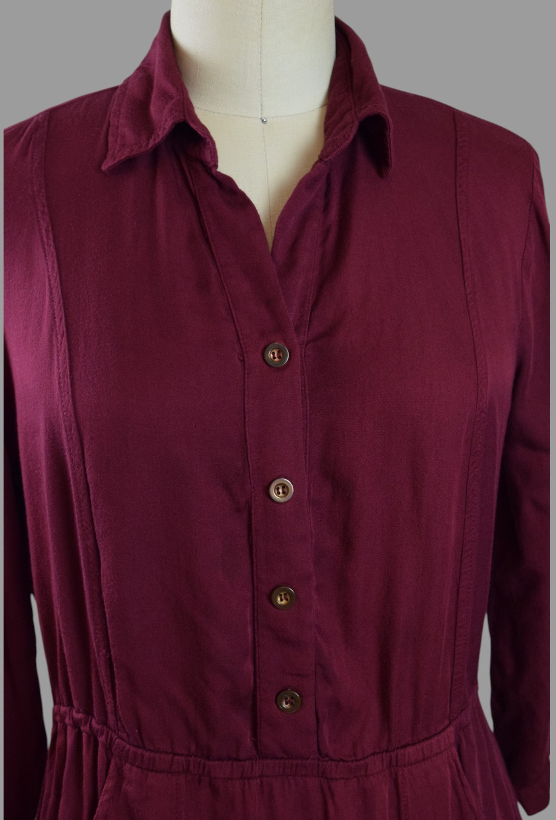 CACHAREL French Maroon Button Front Shirt Dress Size XS US