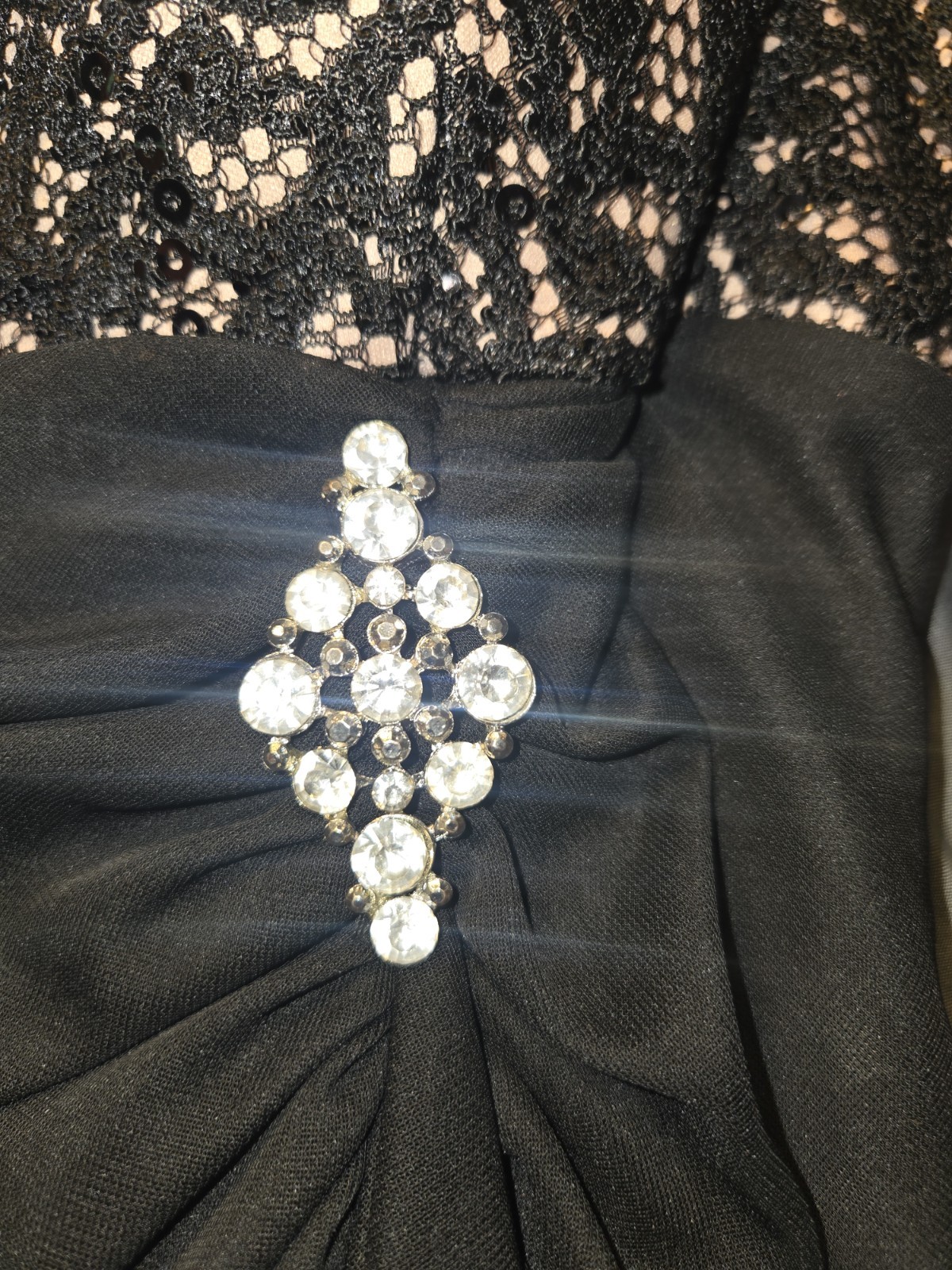 Betsy And Adam Black Lace- Off- The – Shoulder Gown Size 20