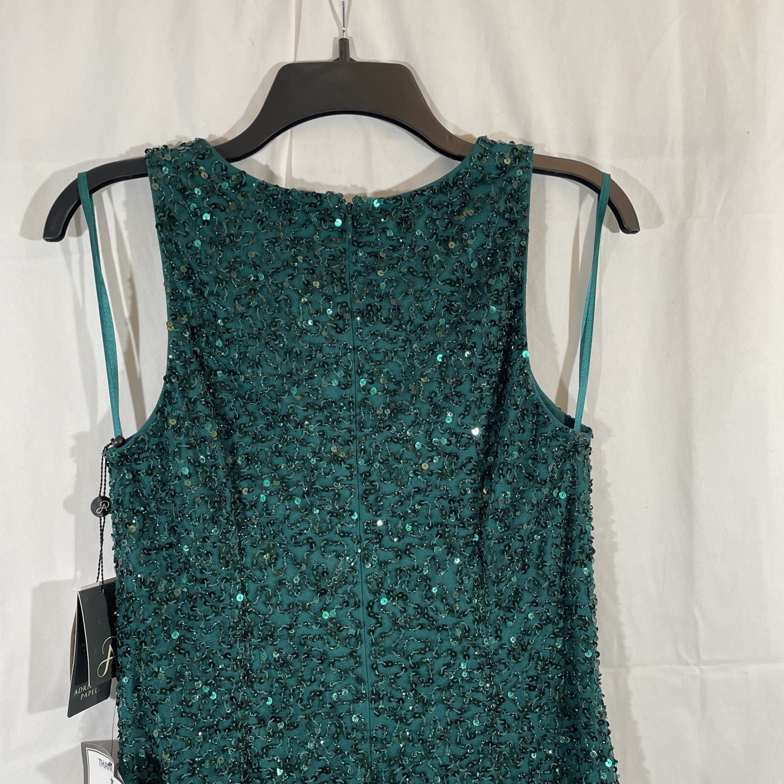 NWT Adrianna Papell [ 8 ] Beaded Short Dress in Dark Jade Green #G837
