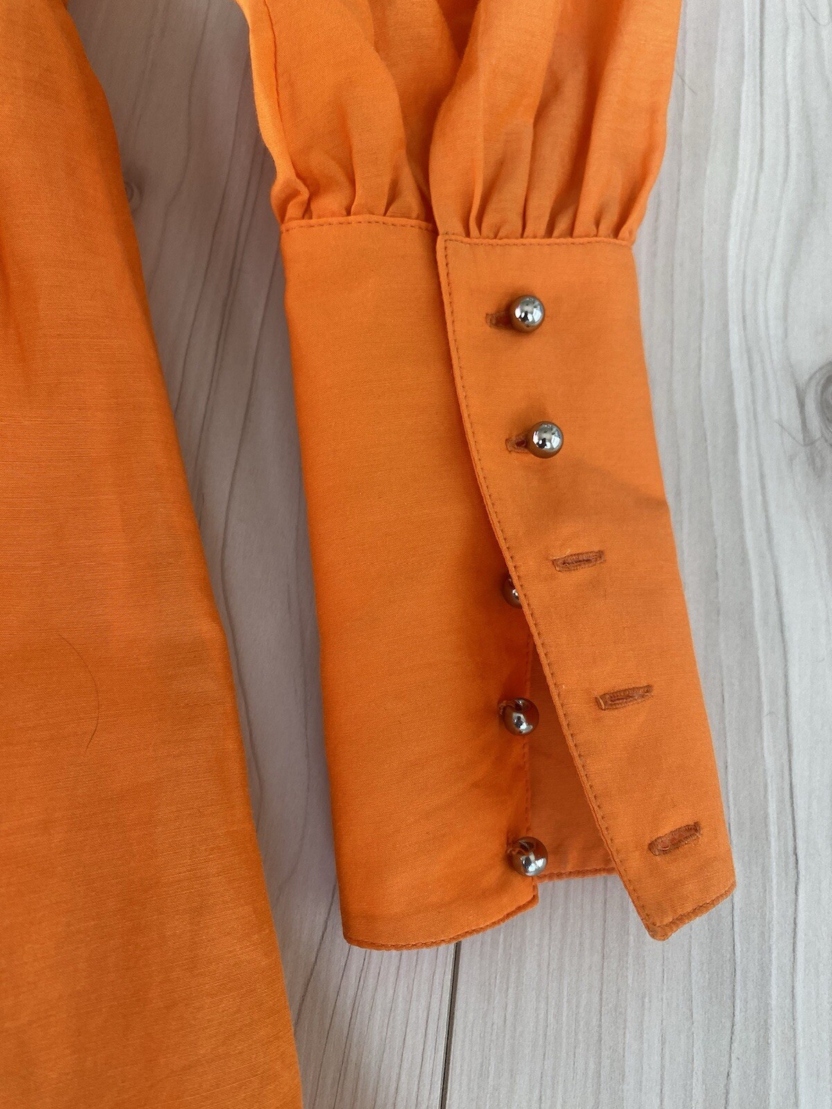 Robert Rodriguez orange cotton/silk short dress with buttons perfect con Size 2
