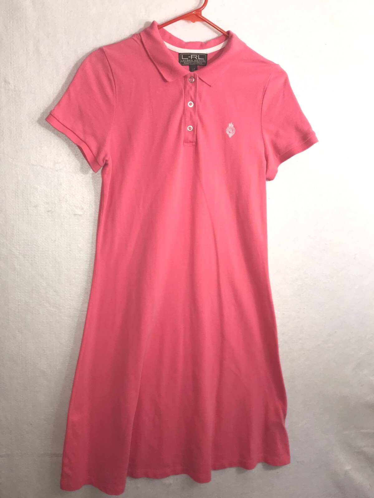 L-RL Lauren Active Ralph Lauren Polo Shirt Dress Sport Logo Short Sleeve Size L