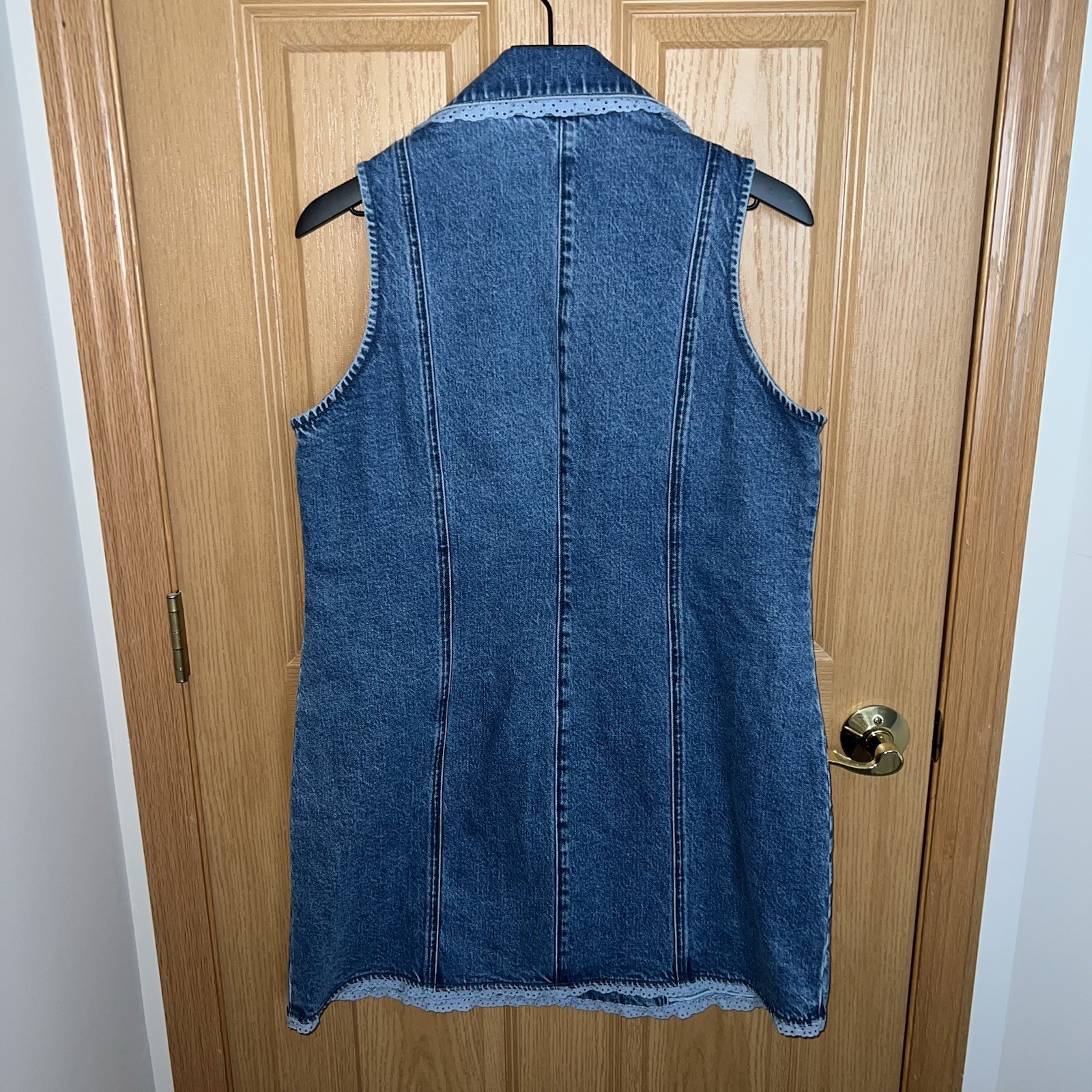Show Me Your Mumu Blue Denim Collared Button Front Pocket Mini Shirt Dress XL