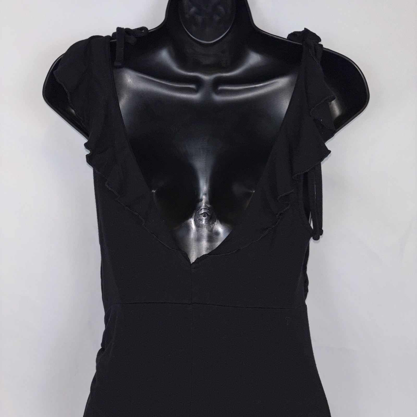 Wild Fable Ruffle Strap Sleeveless Black Ruffled Side Cinched Mini Dress Size S