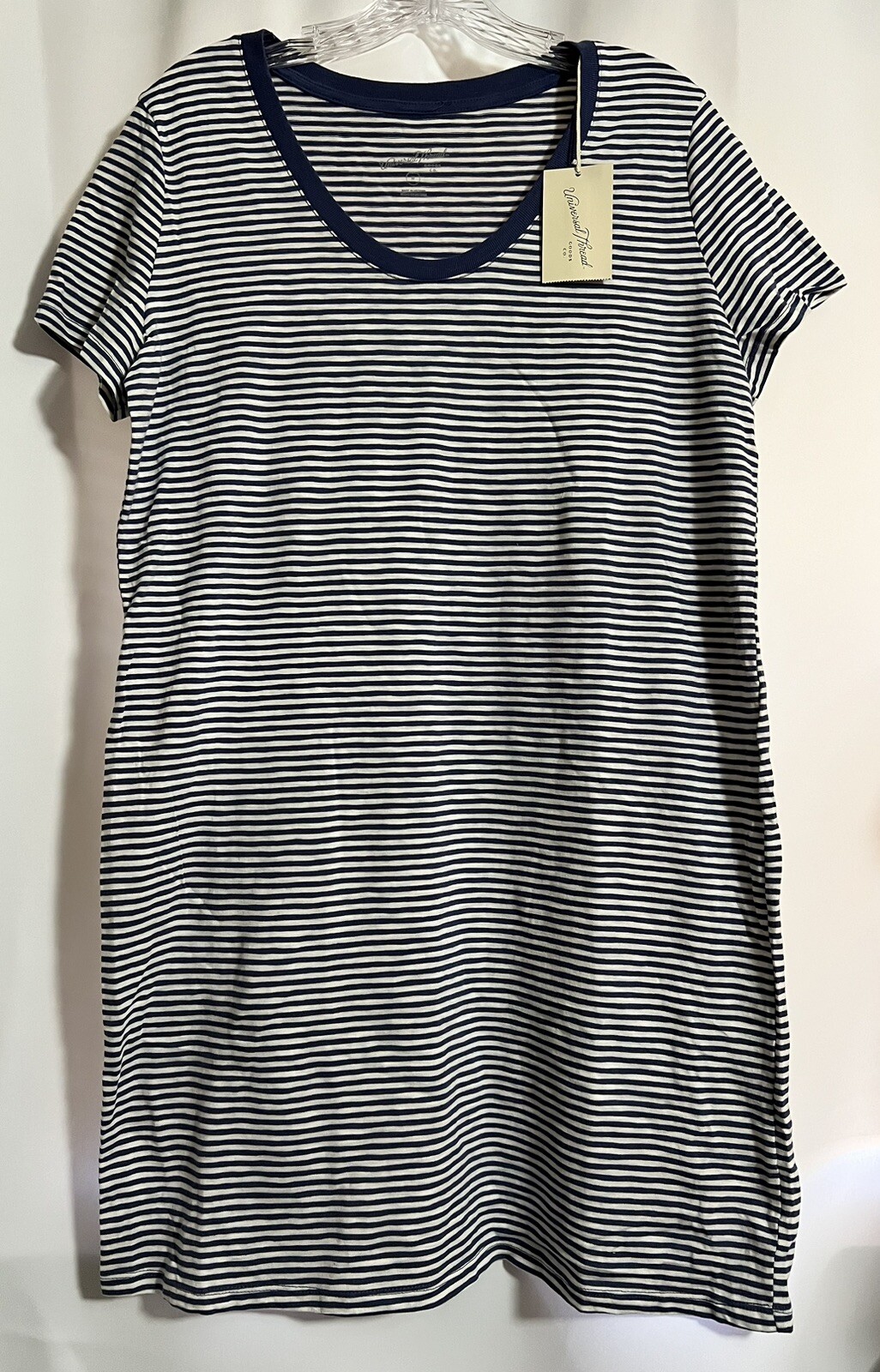 🌸Universal Thread Women’s Blue & White Stripe T-shirt Dress Size Medium New