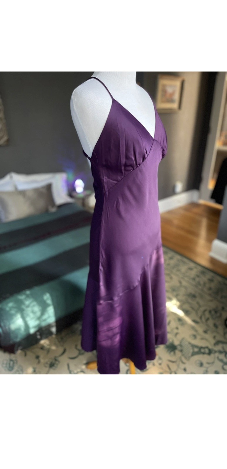 Banana Republic Bias-cut Midi Dress Beautiful Aubergine Purple Color