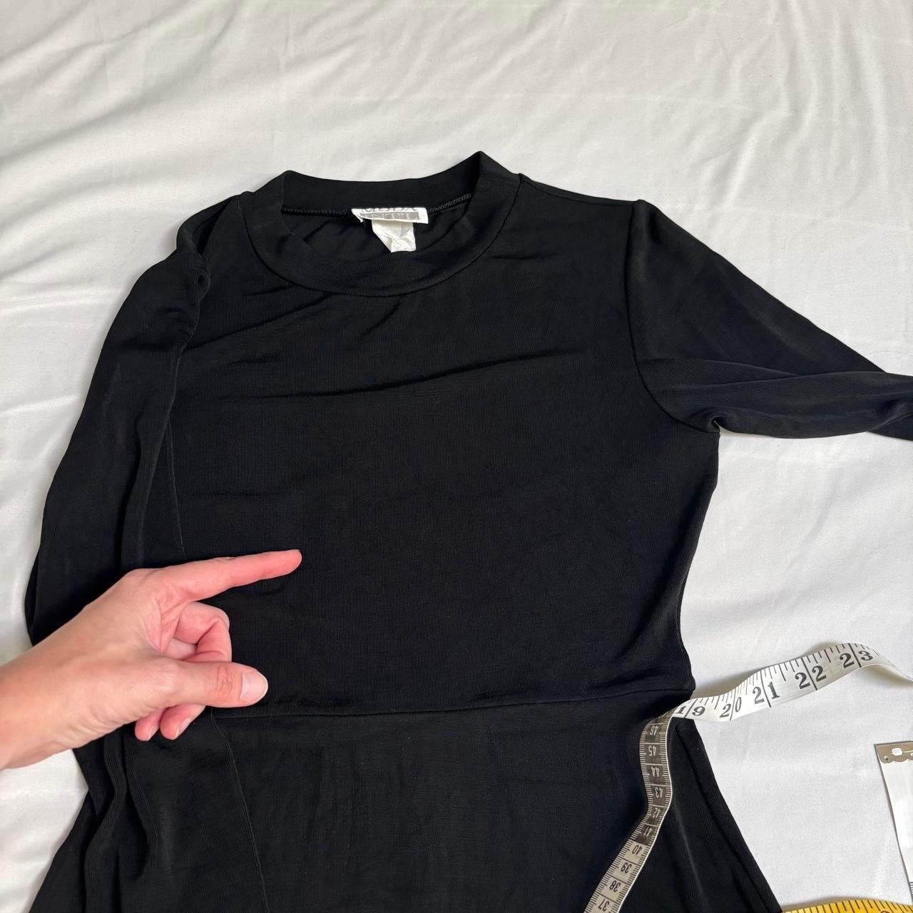 Moda International Black Slinky Long Sleeve Mini Dress Stretchy Vintage 90s XS