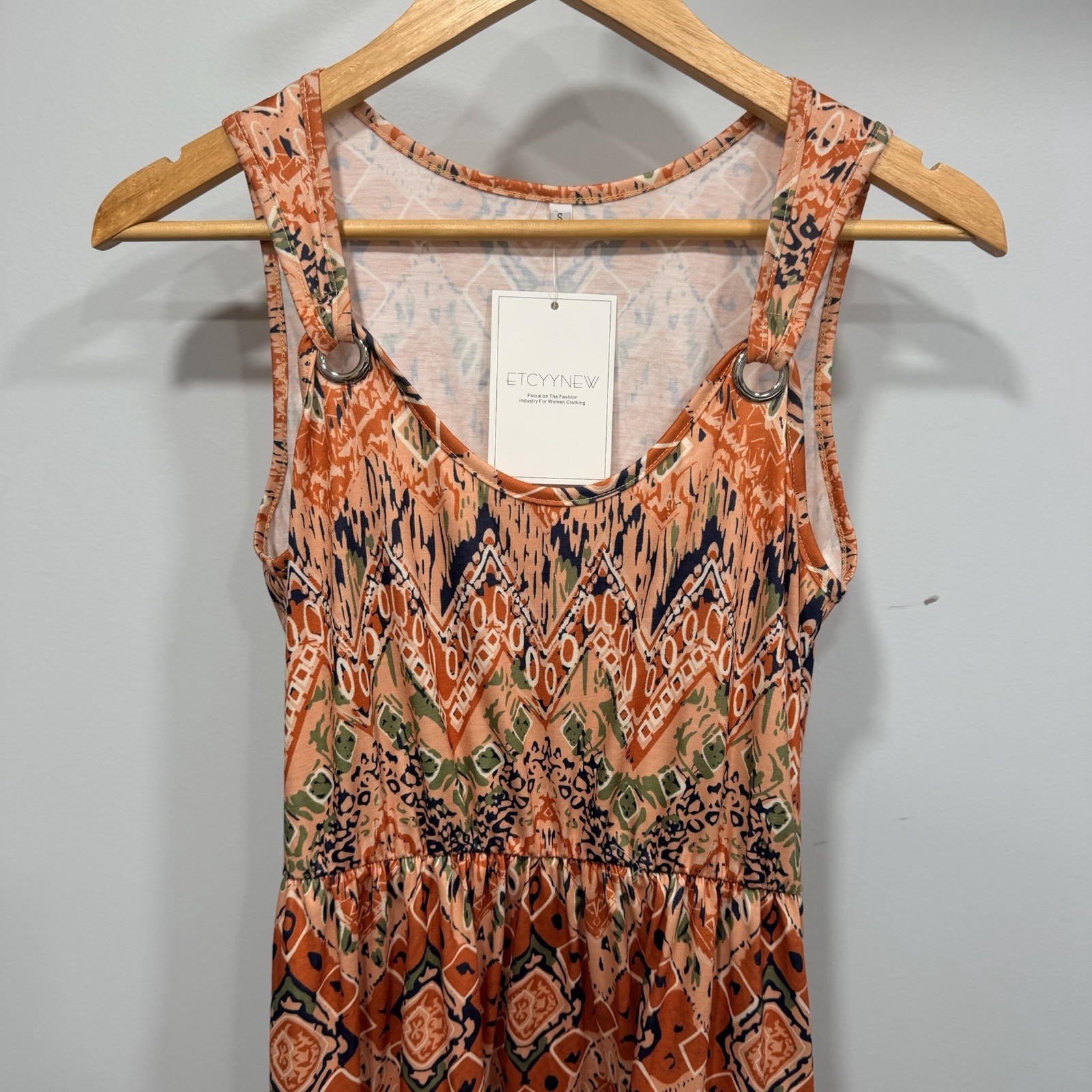 Etcyy New Sleeveless Dress Size Small – Boho Style, Multicolored, Summer, Fall