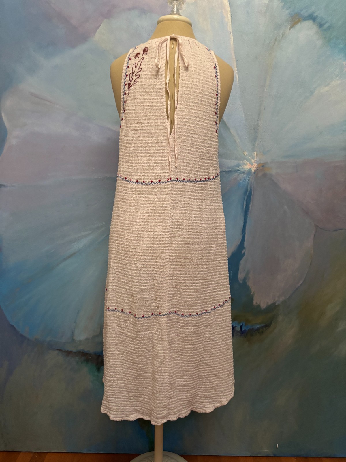 Boho Western Embroidered Midi Dress Cream Cottagecore Prairie A-Line Kimchi Blue