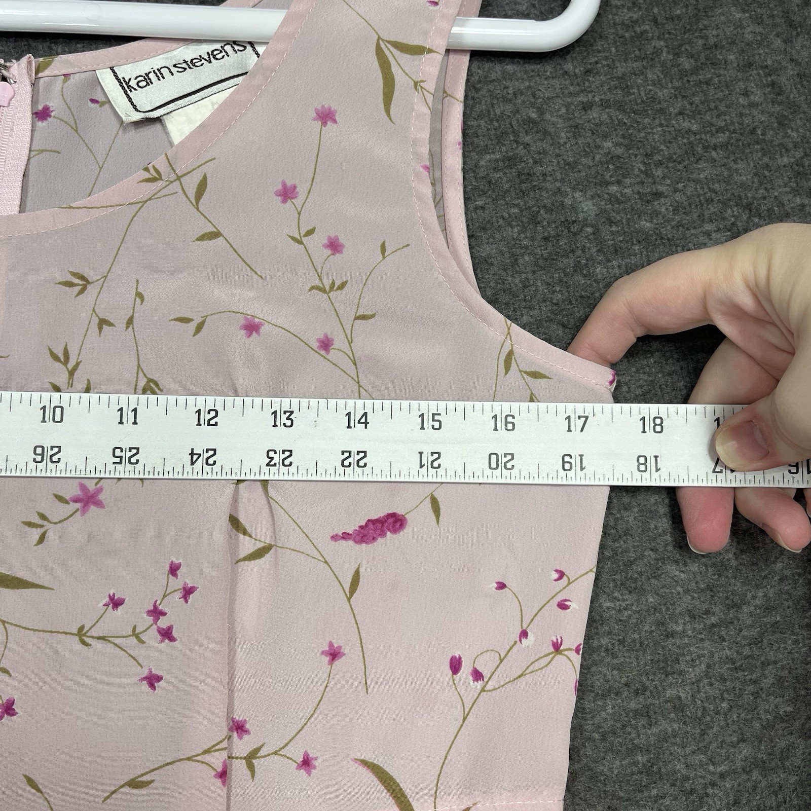 Vintage Karin Stevens Maxi Drerss Size 6 Sleeveless Pink Floral Sundress 90s