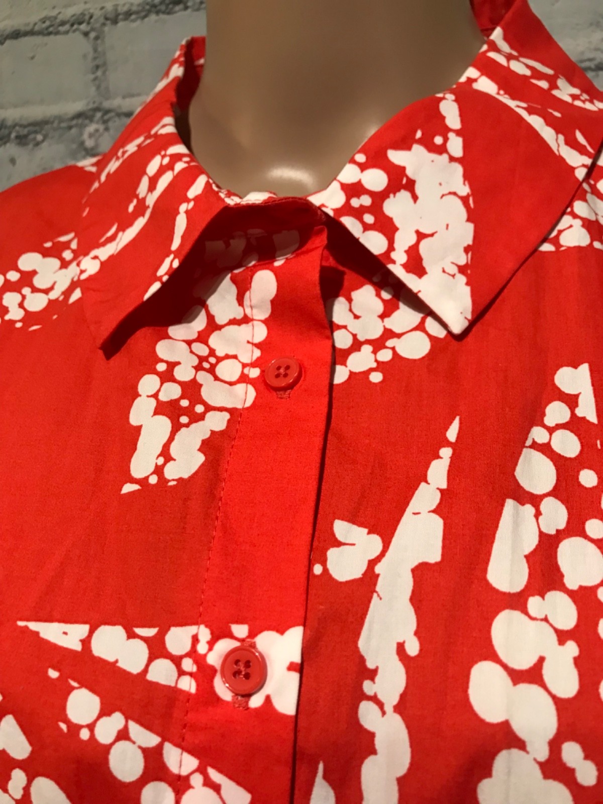 NWT$129, DKNY, 14, Orange/White 100% Cotton Leaf Print 1/2 Sleeves Long Dress