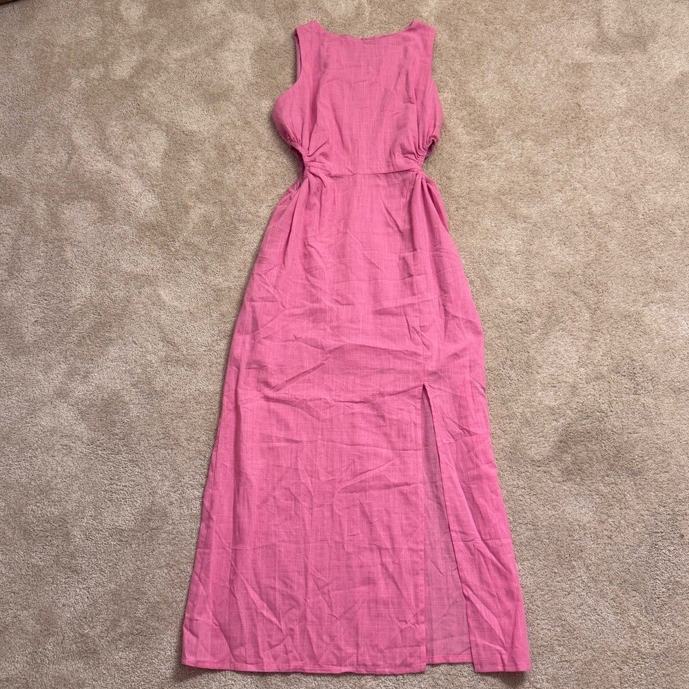LILLUSORY Summer CutOut Split Cotton Linen Sleeveless Midi Dresses NWT Size S