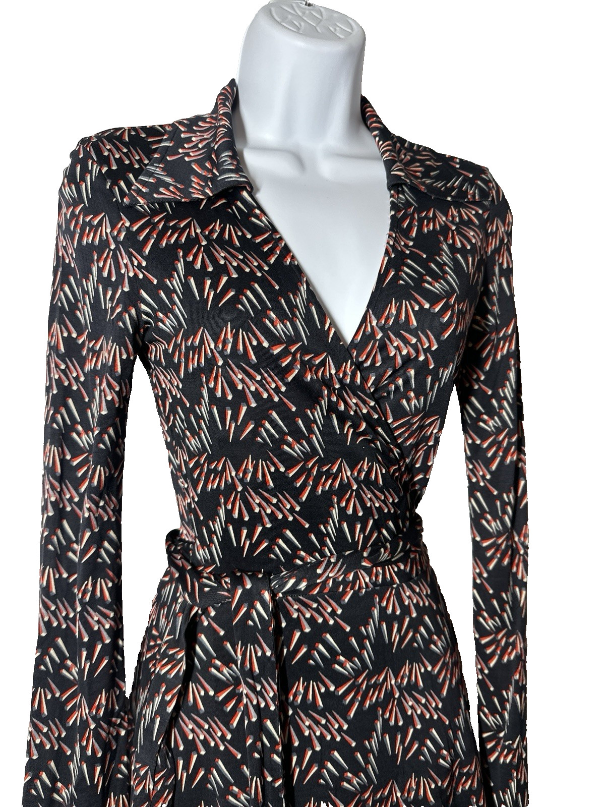 Diane von Furstenberg Iconic Julie 100% Silk Knit Wrap Dress Navy Prism Sz: 6