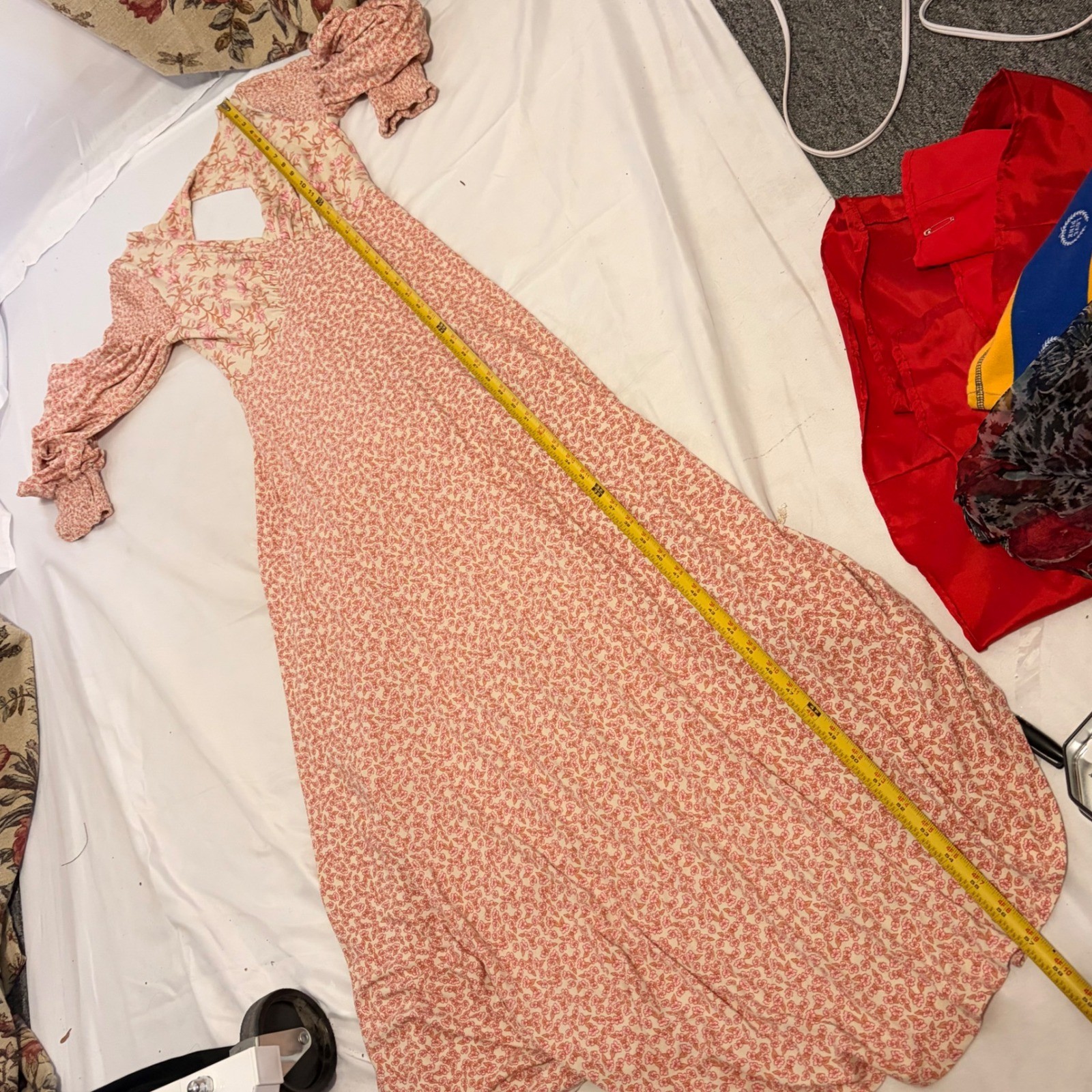 FREE PEOPLE Floral Mixed Print Maxi Dress with billowed sleeves and open back
