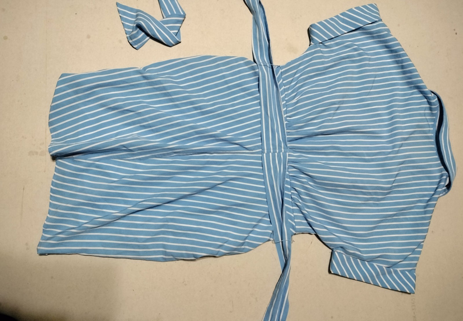 VICI Mini Dress Size Medium Ruched Short Sleeve Blue Striped Coastal Vacation