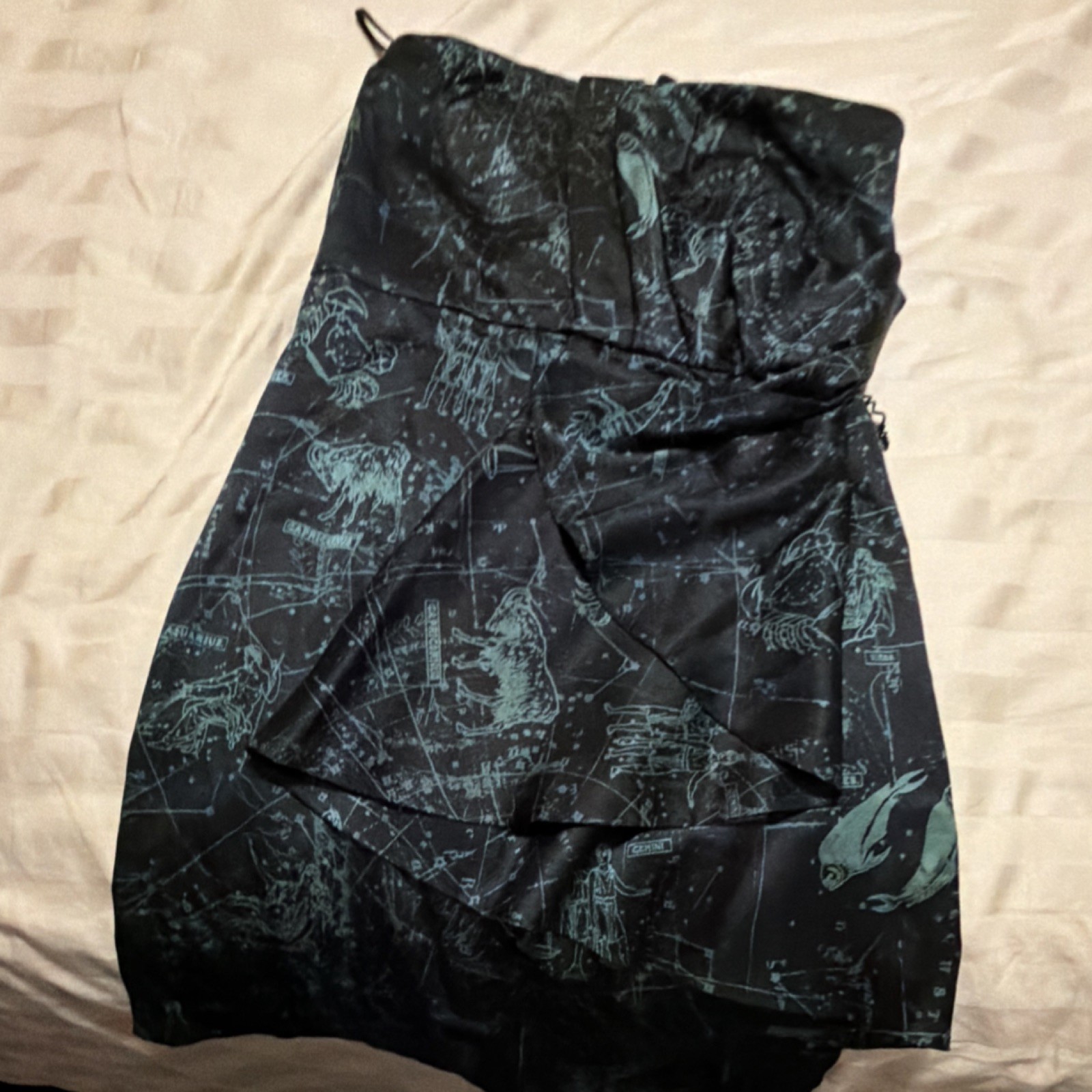 Affliction Black Premium Mini Dress Constellation Strapless Black Green Size 2