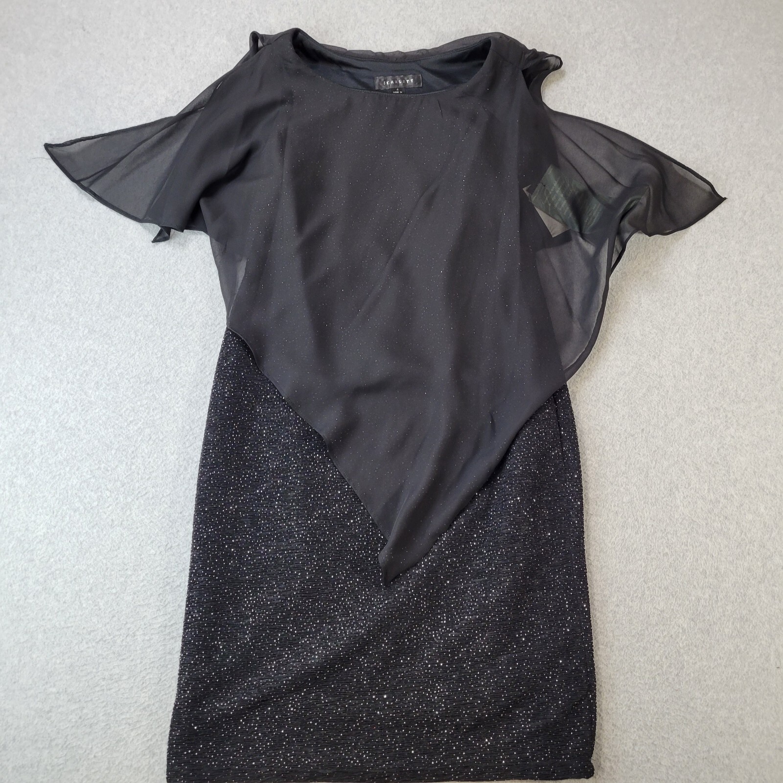 Scarlett Dress Sheath Sparkle w/Black Chiffon Overlay Cocktail/Party Women 4 NWT