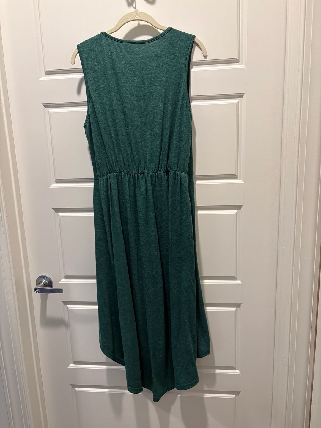 Women’s Deep V Neck Sleeveless High Low Crossover Hem Flowy Midi Casual Dress –