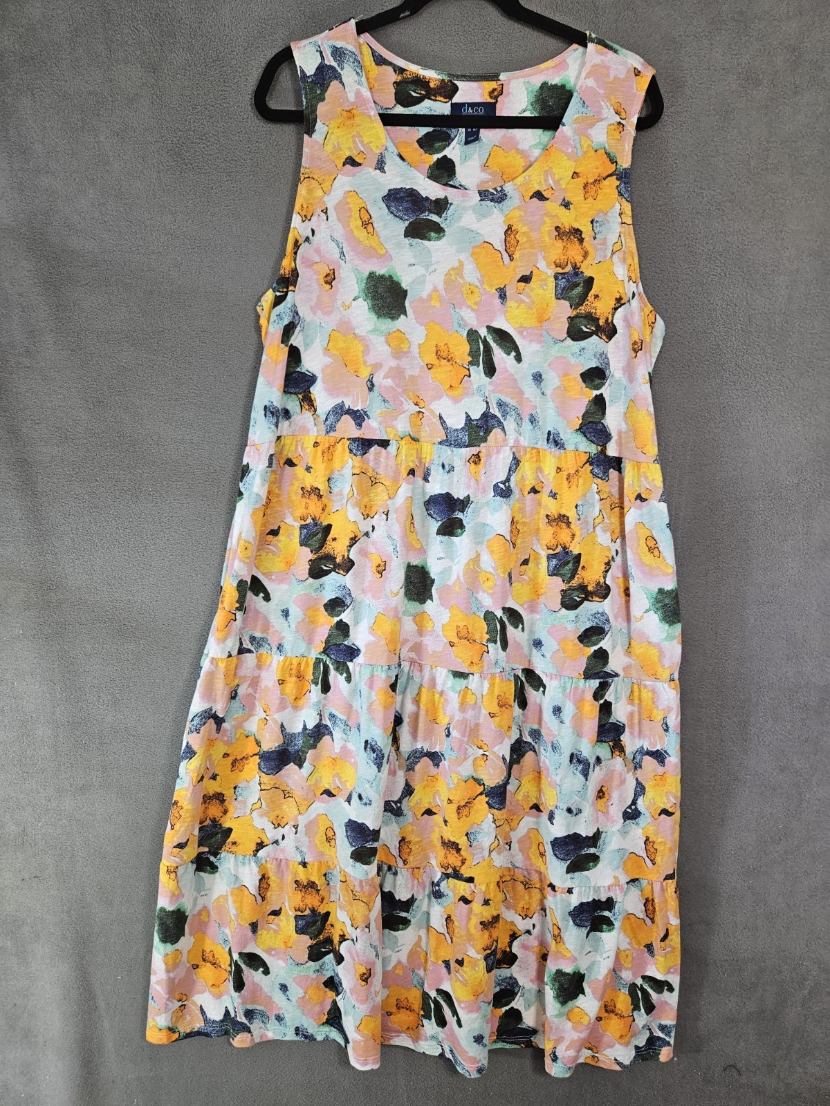 D&Co Beach Womens Petite PXL Maxi Dress Colorful Floral Tier Shift Sleeveless