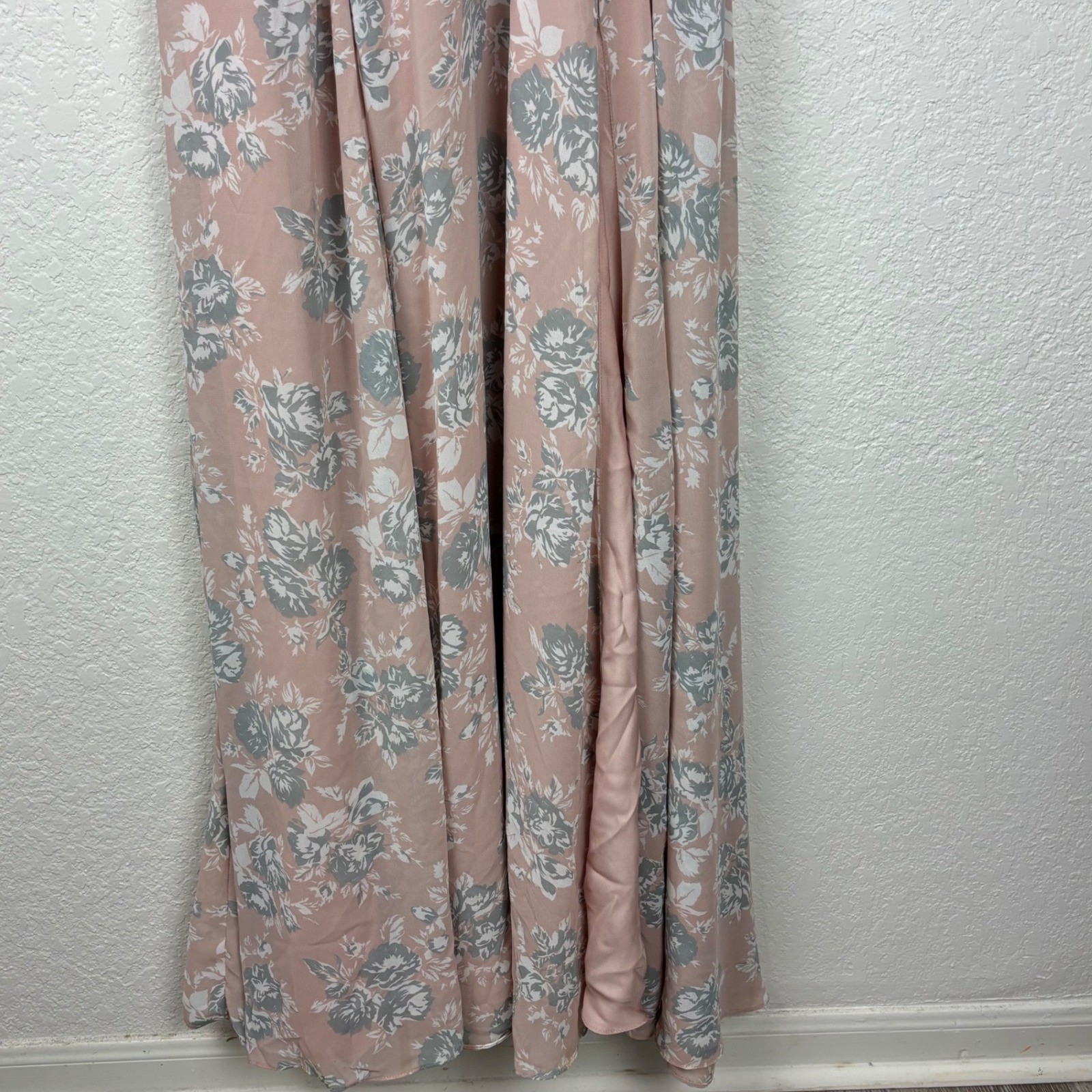 Lovers + Friends Pink Floral Cold Shoulder Maxi Dress V-Neck Ruffle Gown Slit