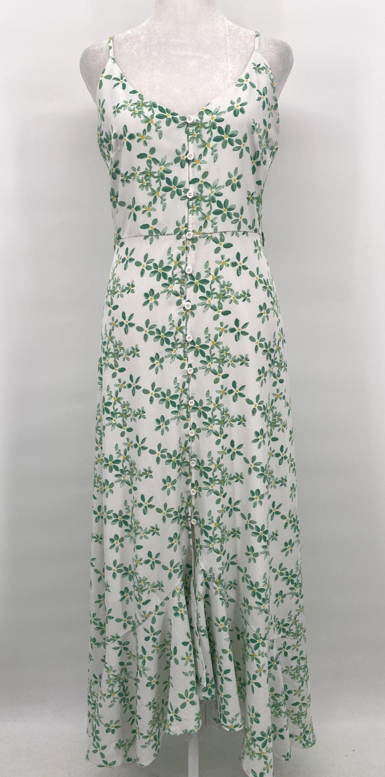 Pink Lily Sun Dress Womens Small Floral Button Front Strappy Maxi Garden Party