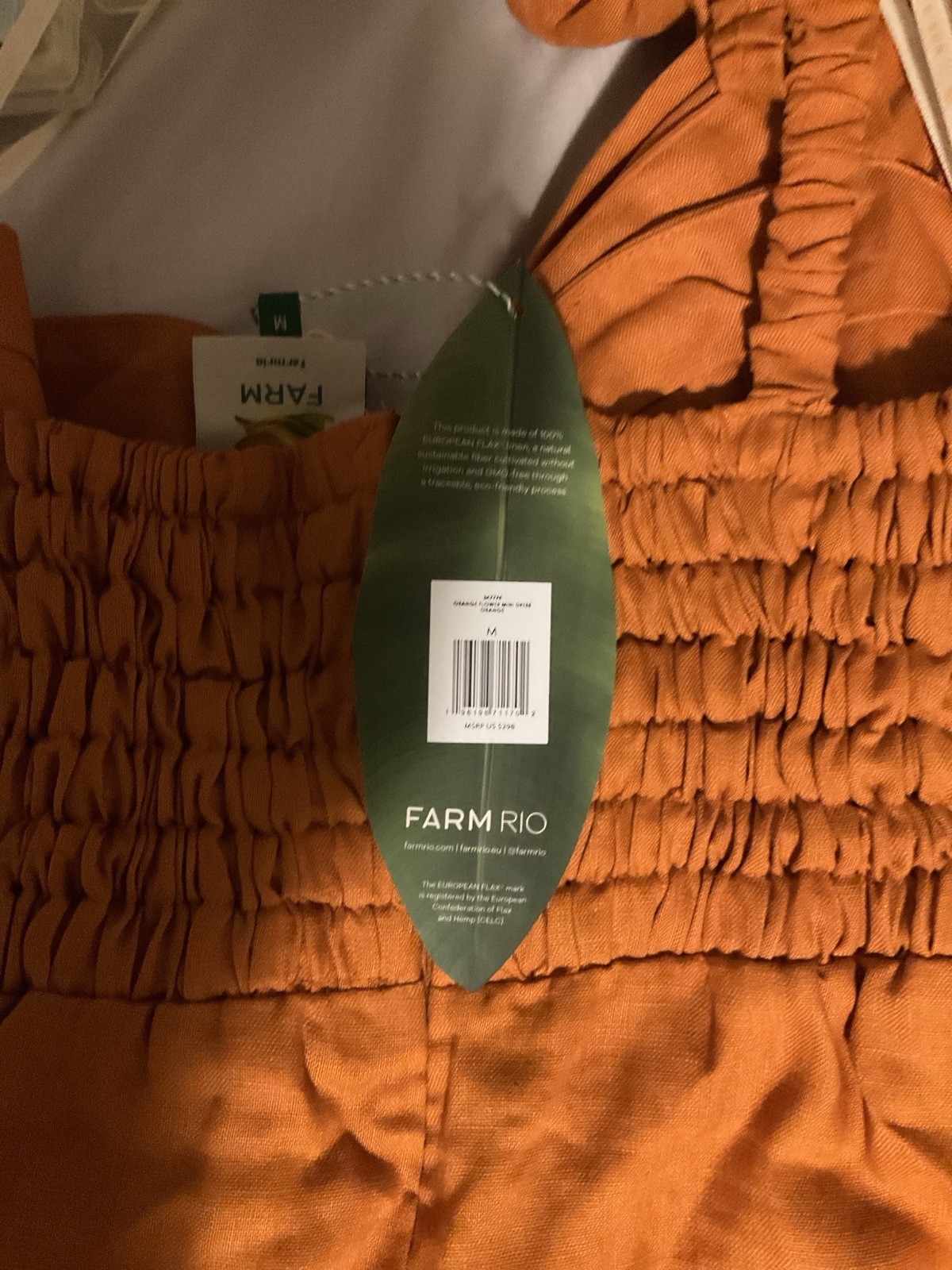 Farm rio Women’s Orange Mini Flower One Shoulder Dress Size Medium