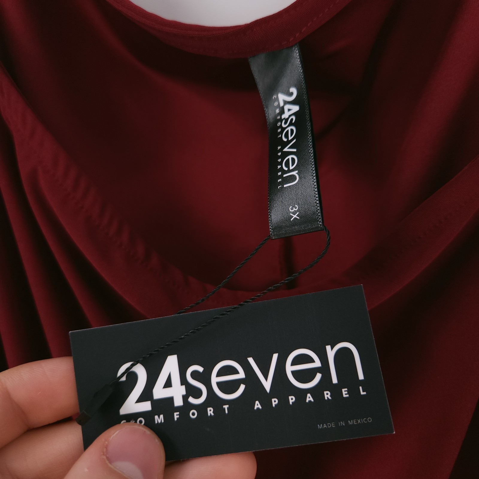 24Seven Batwing Sleeve Slit Maxi Dress Burgundy Boat Neck Womens Size 3X NWT