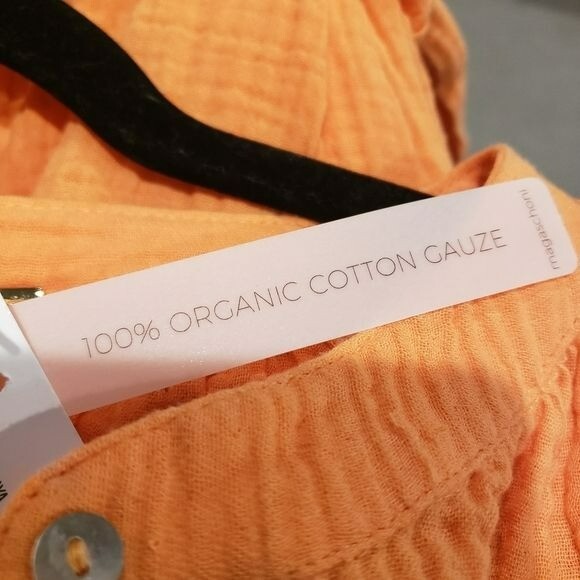 Magaschoni 100% Organic Cotton Gauze Button Front L/S Dress Sz S NWT